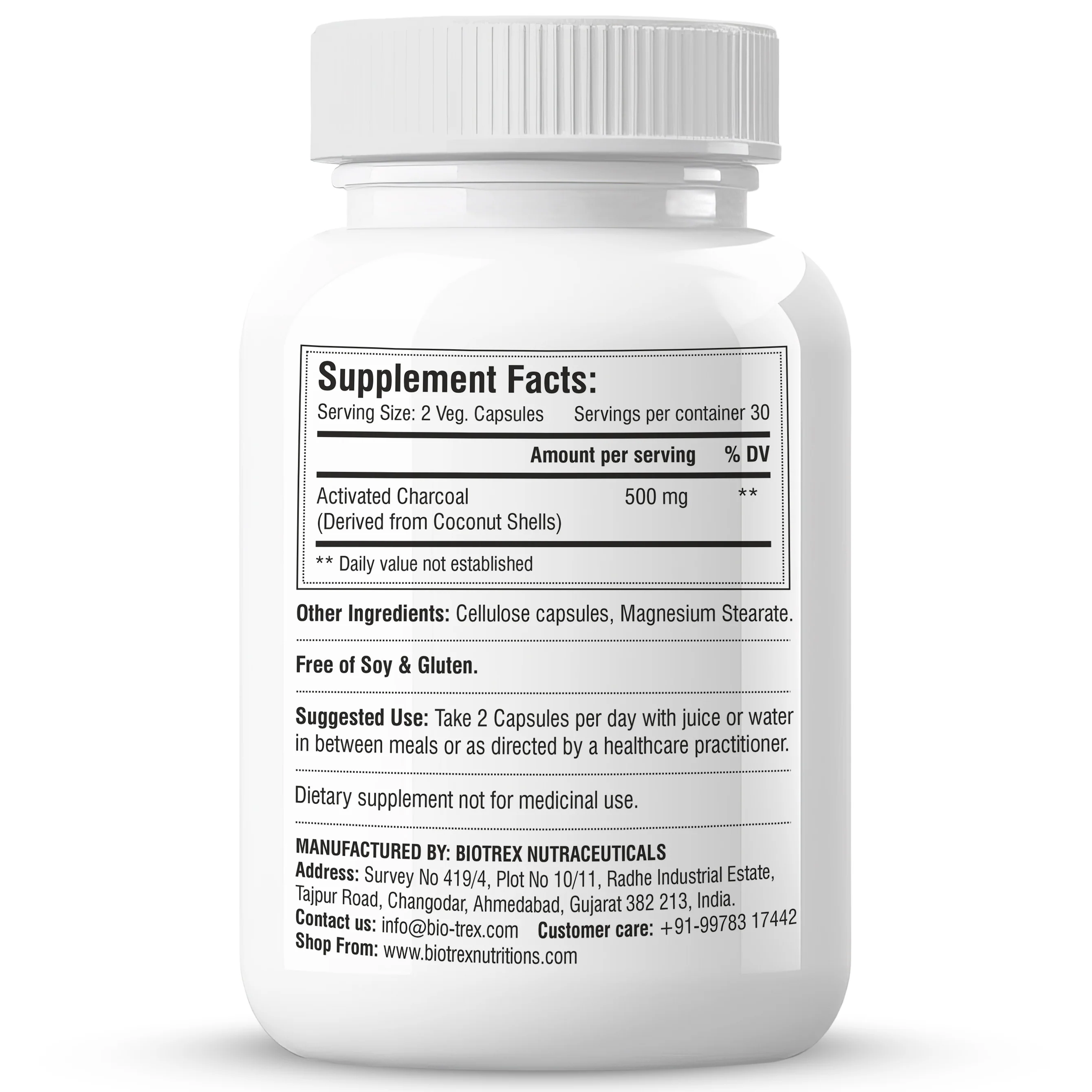 Biotrex Activated Charcoal 500mg Supplement For Healthy Digestive System - 60 Capsules - Image 7