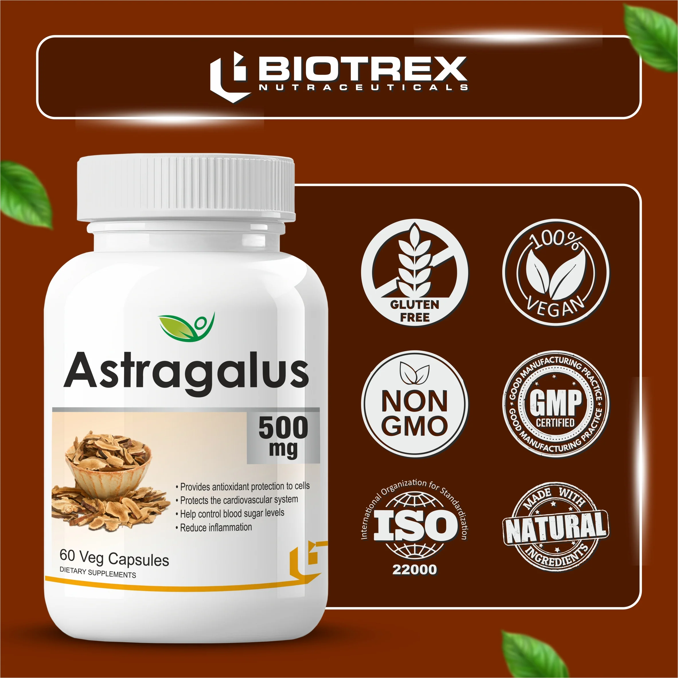 Biotrex Astragalus 500mg Supplement - 60 Veg Capsules - Image 5