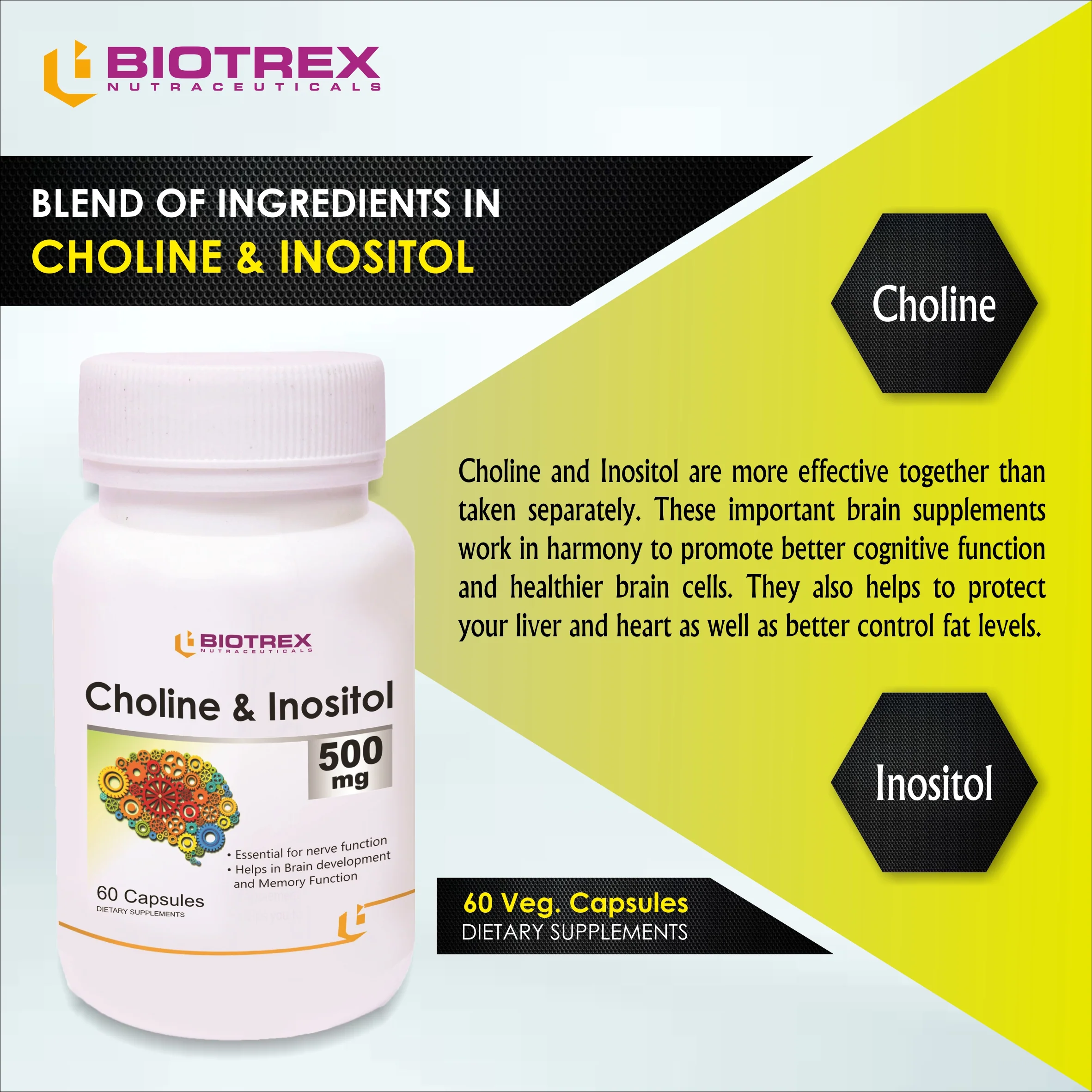 Biotrex Choline & Inositol 500mg - 60 Capsules - Image 5