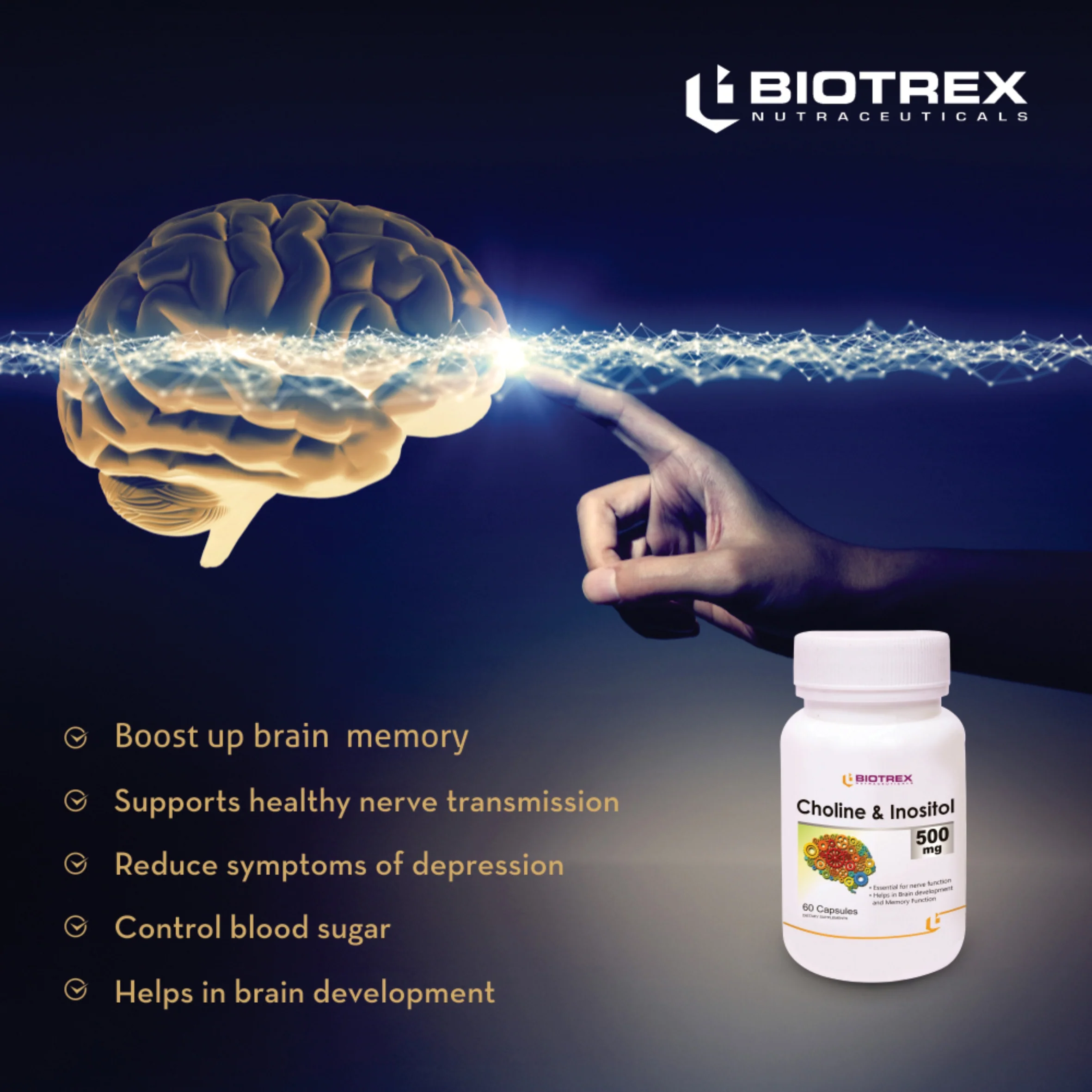 Biotrex Choline & Inositol 500mg - 60 Capsules - Image 7