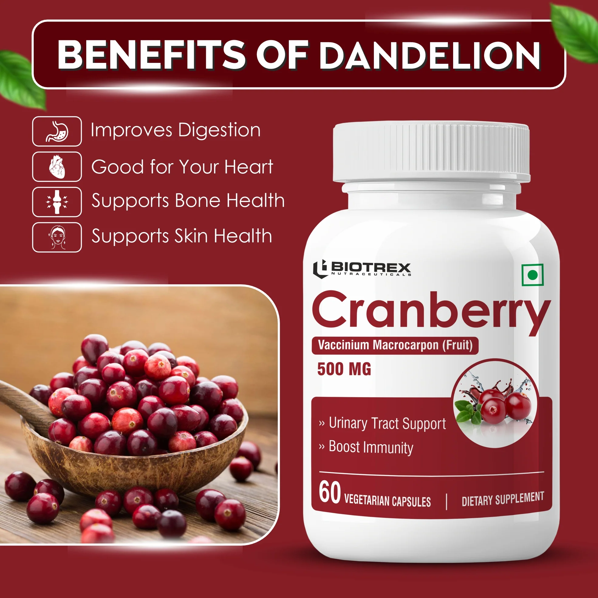 Biotrex Cranberry 500mg - 60 Capsules - Image 3