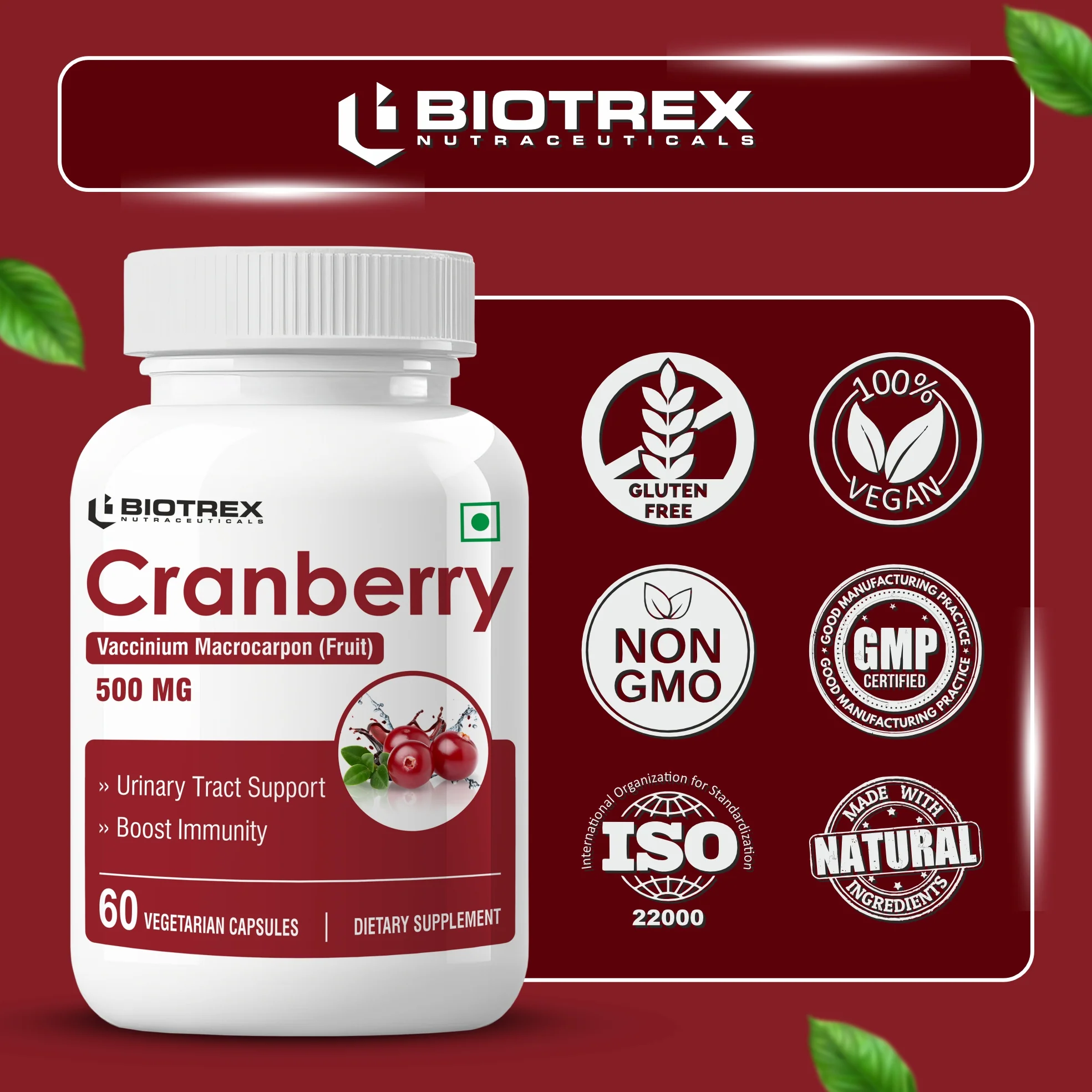 Biotrex Cranberry 500mg - 60 Capsules - Image 5