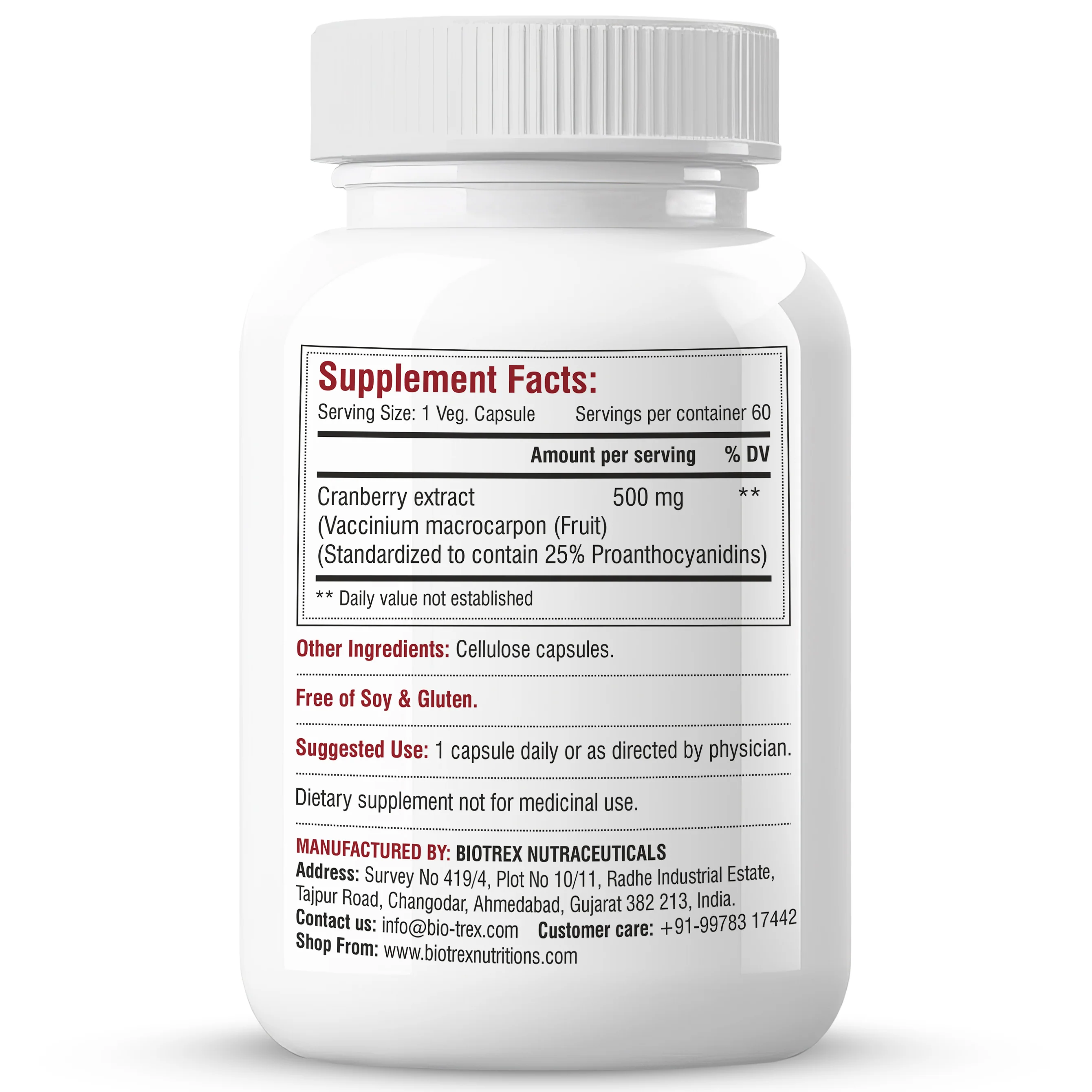Biotrex Cranberry 500mg - 60 Capsules - Image 7