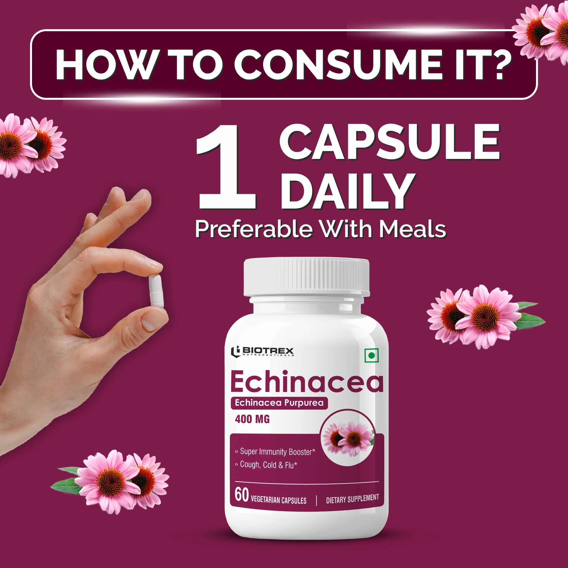 Biotrex Echinacea 400mg - 60 Capsules - Image 4