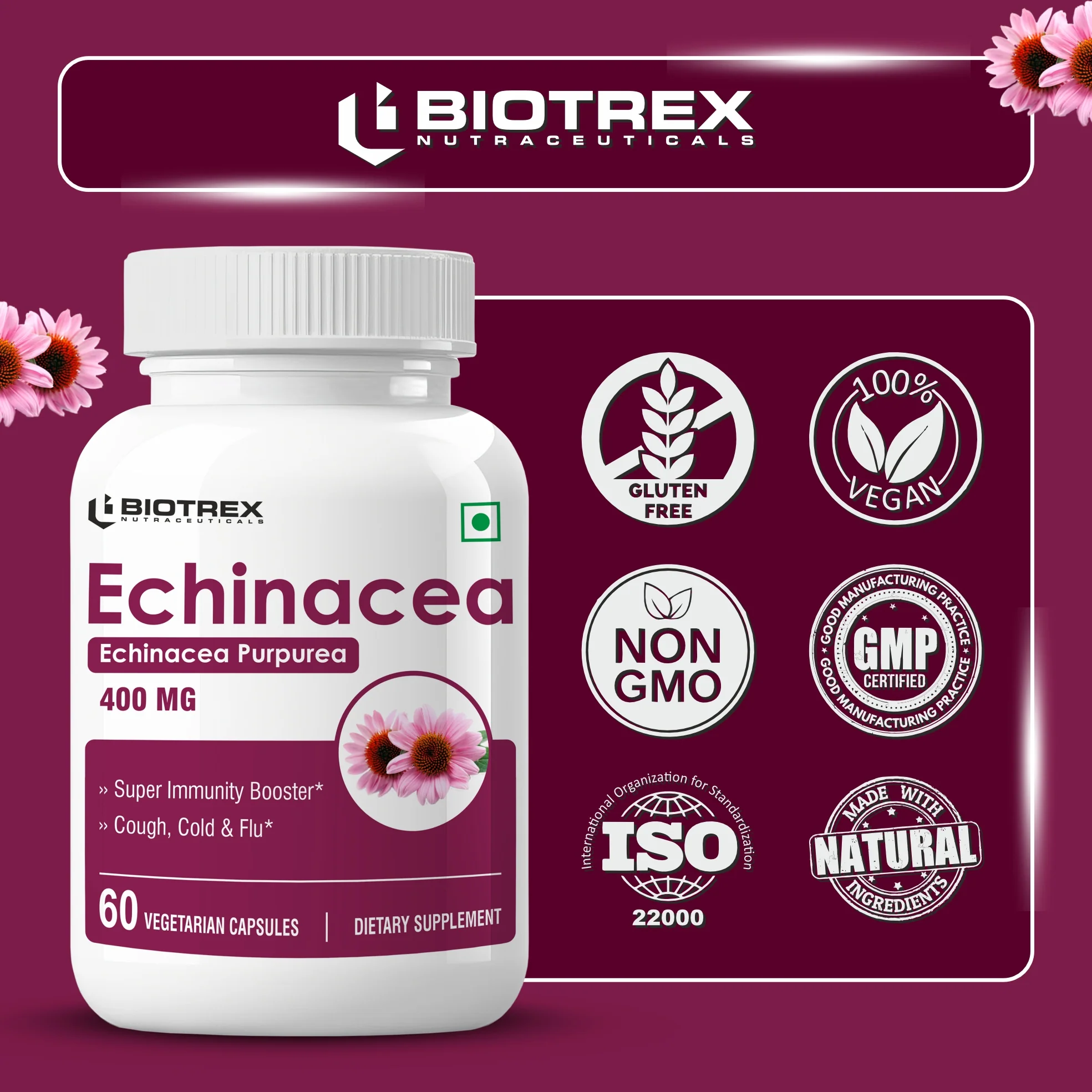 Biotrex Echinacea 400mg - 60 Capsules - Image 5