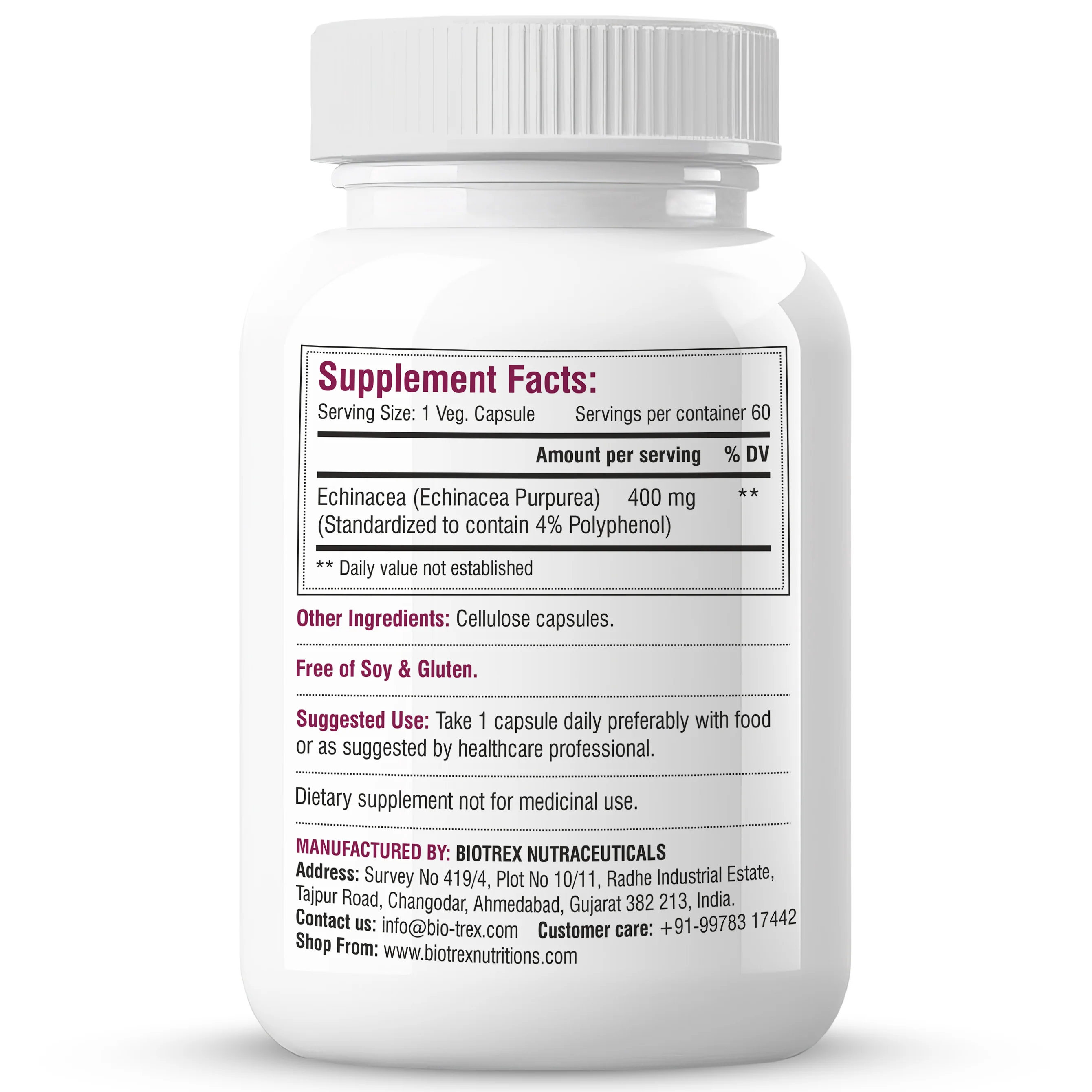 Biotrex Echinacea 400mg - 60 Capsules - Image 7