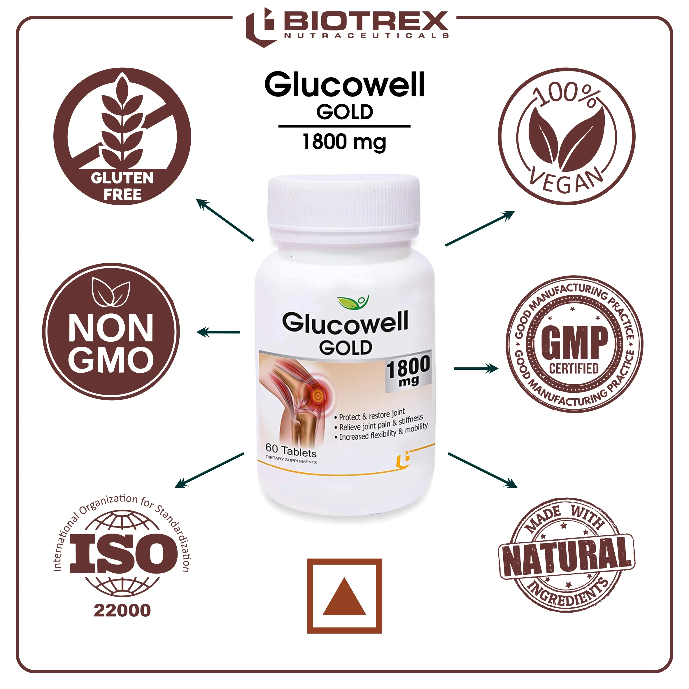 Biotrex Glucowell Gold 1800mg - 60 Tablets - Image 5