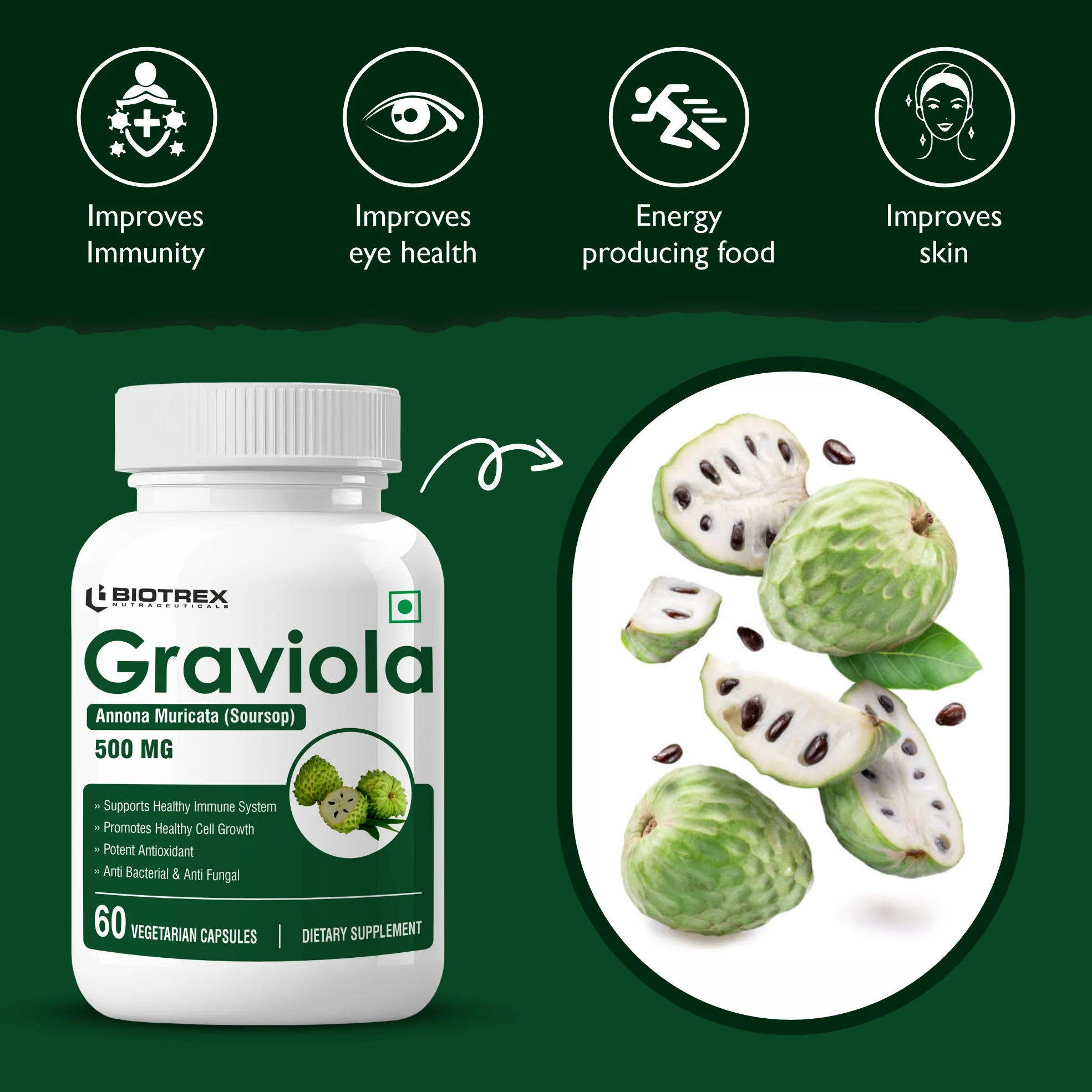 Biotrex Graviola 500mg - 60 Capsules - Image 3