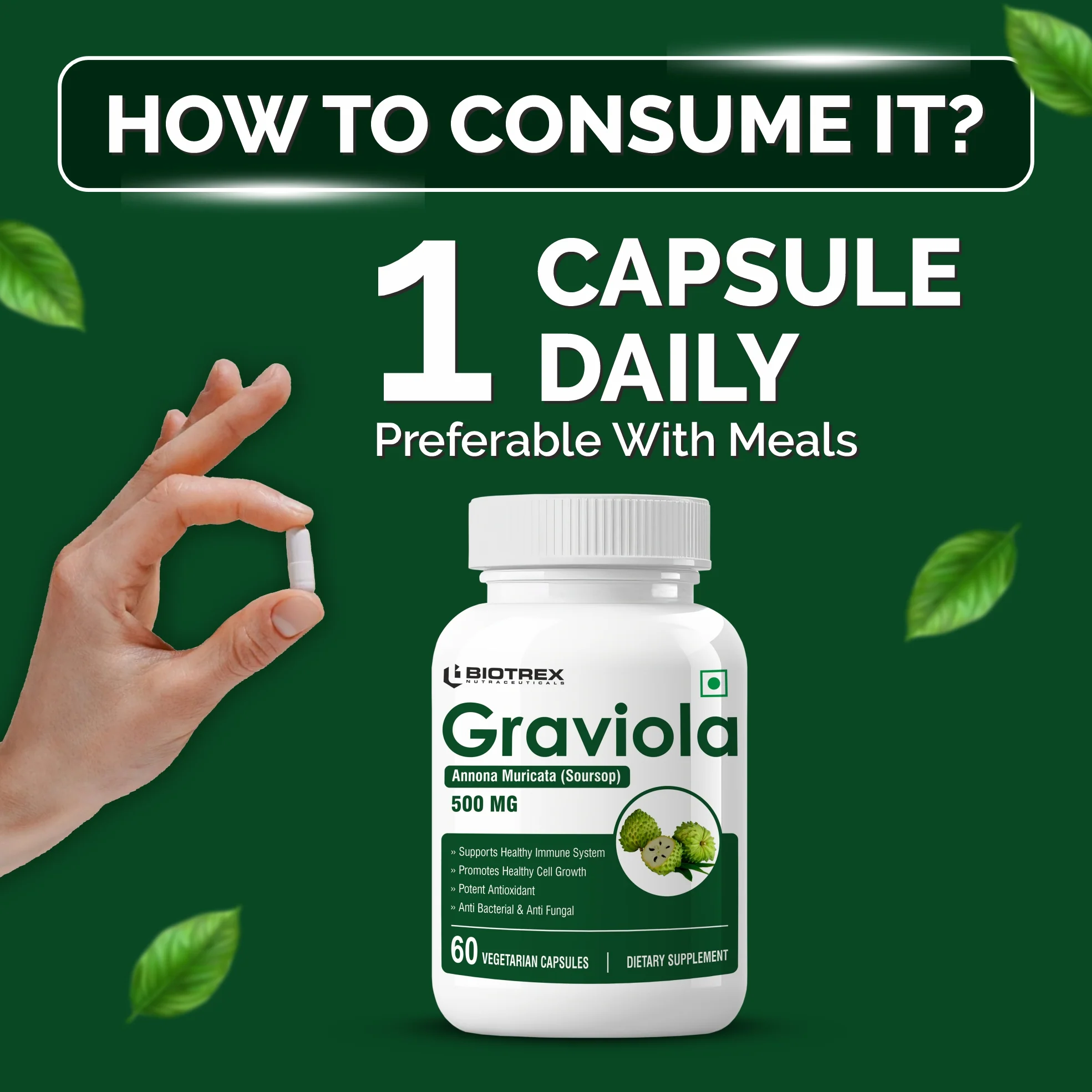 Biotrex Graviola 500mg - 60 Capsules - Image 4
