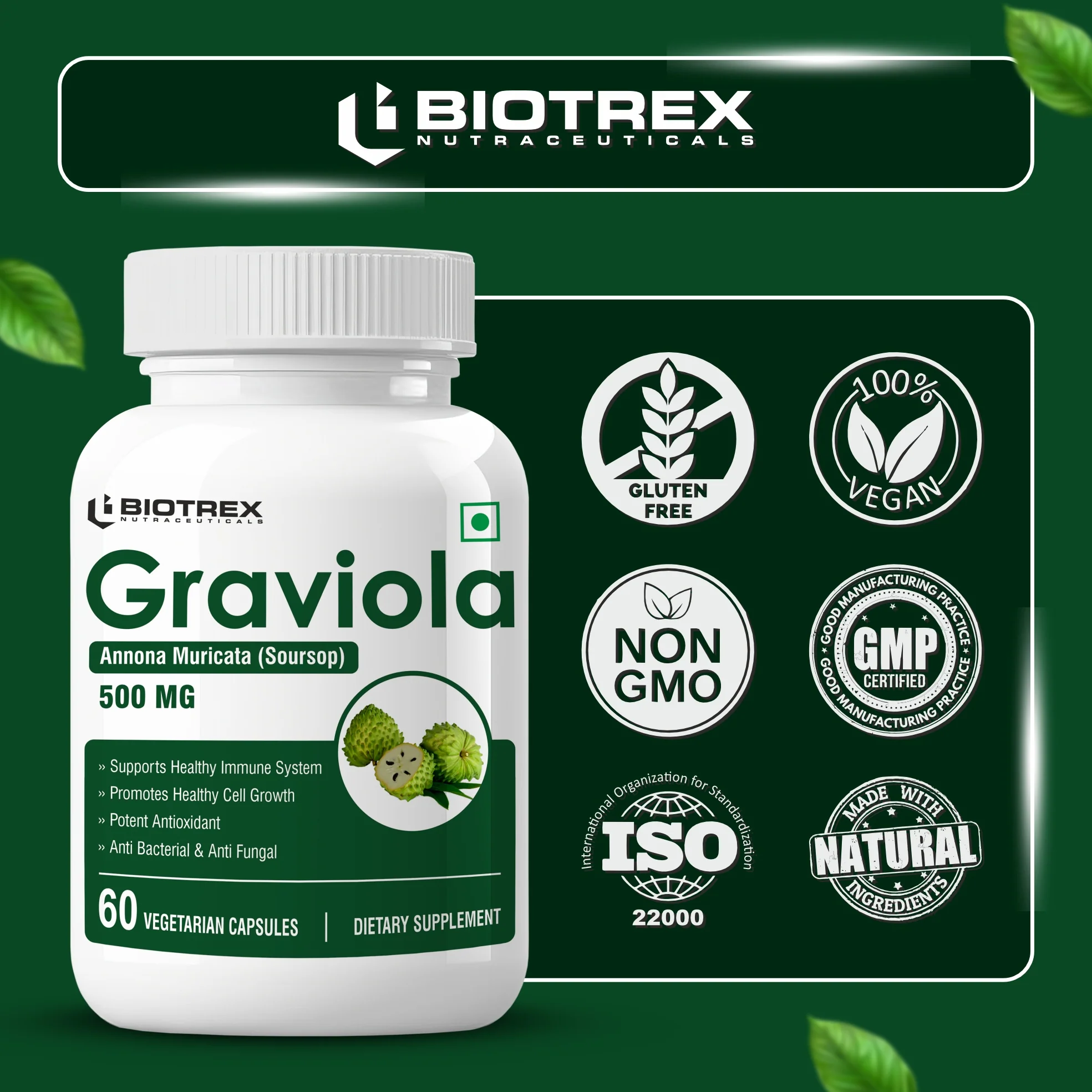 Biotrex Graviola 500mg - 60 Capsules - Image 5
