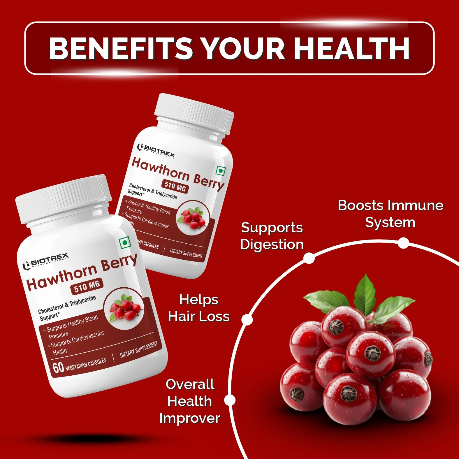 Biotrex Hawthorn Berry 510mg - 60 Capsules - Image 3