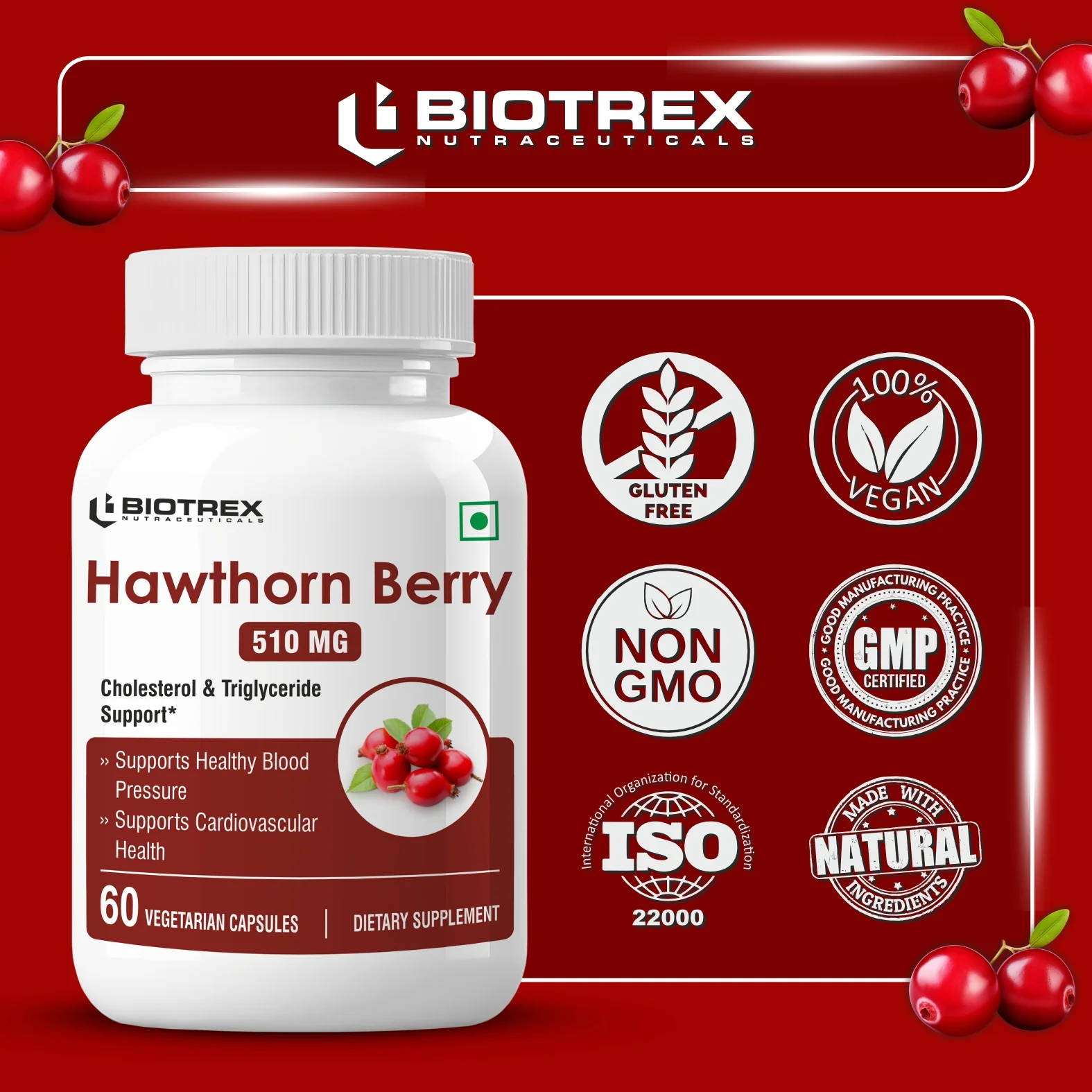 Biotrex Hawthorn Berry 510mg - 60 Capsules - Image 5
