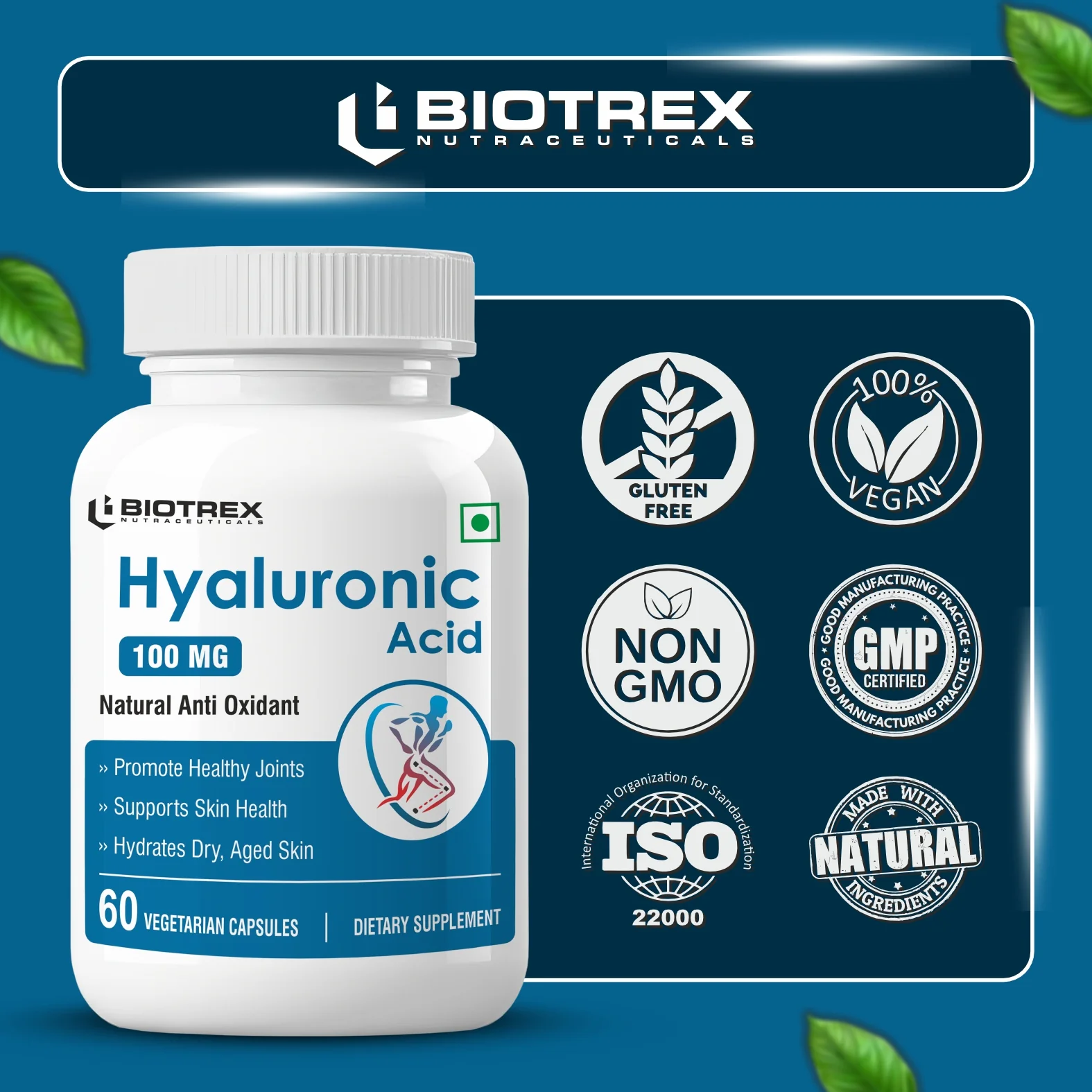 Biotrex Hyaluronic Acid 100mg - 60 Capsules - Image 5