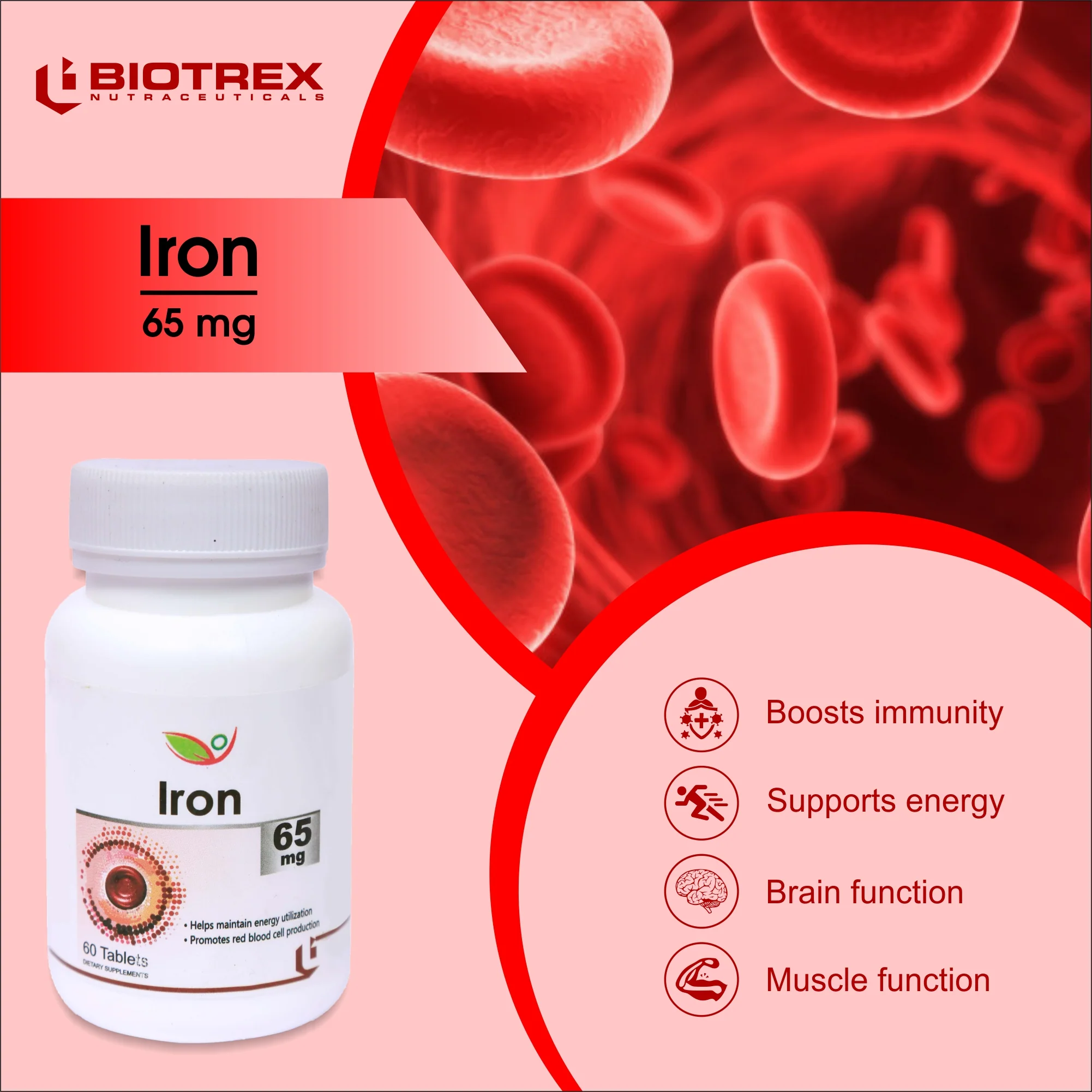 Biotrex Iron 65mg - 60 Tablets - Image 4