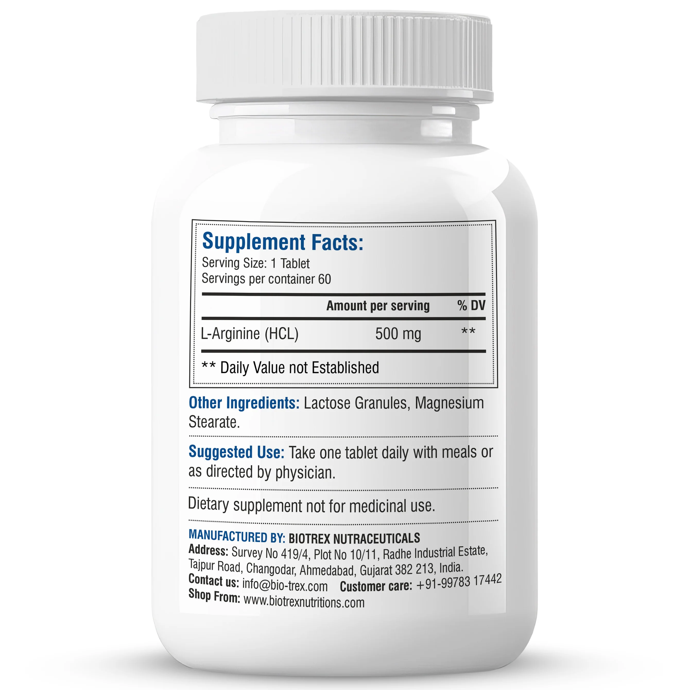 Biotrex L-arginine 500mg  - 60 Tablets - Image 7