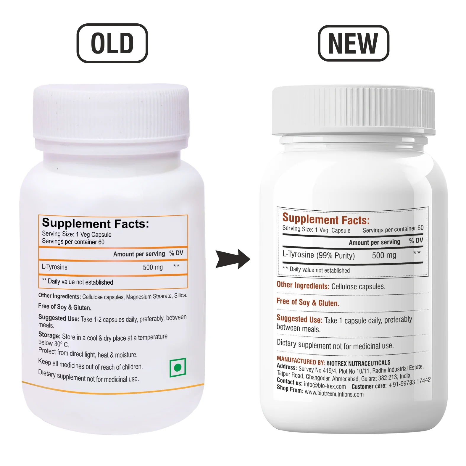 Biotrex L-Tyrosine 500mg - 60 Capsules - Image 11