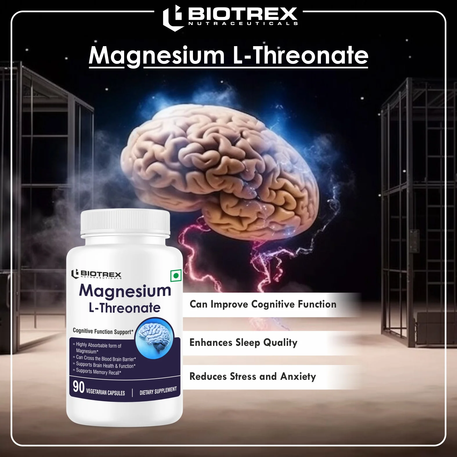 Biotrex Magnesium L-Threonate Supplement, Supports Brain Health & Cognitive Function, Highly Bioavailable Magnesium - 90 Veg Capsule - Image 4