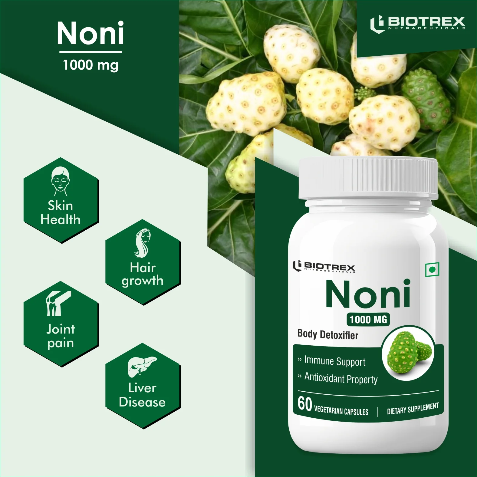 Biotrex Noni 1000mg - 60 Capsules - Image 5