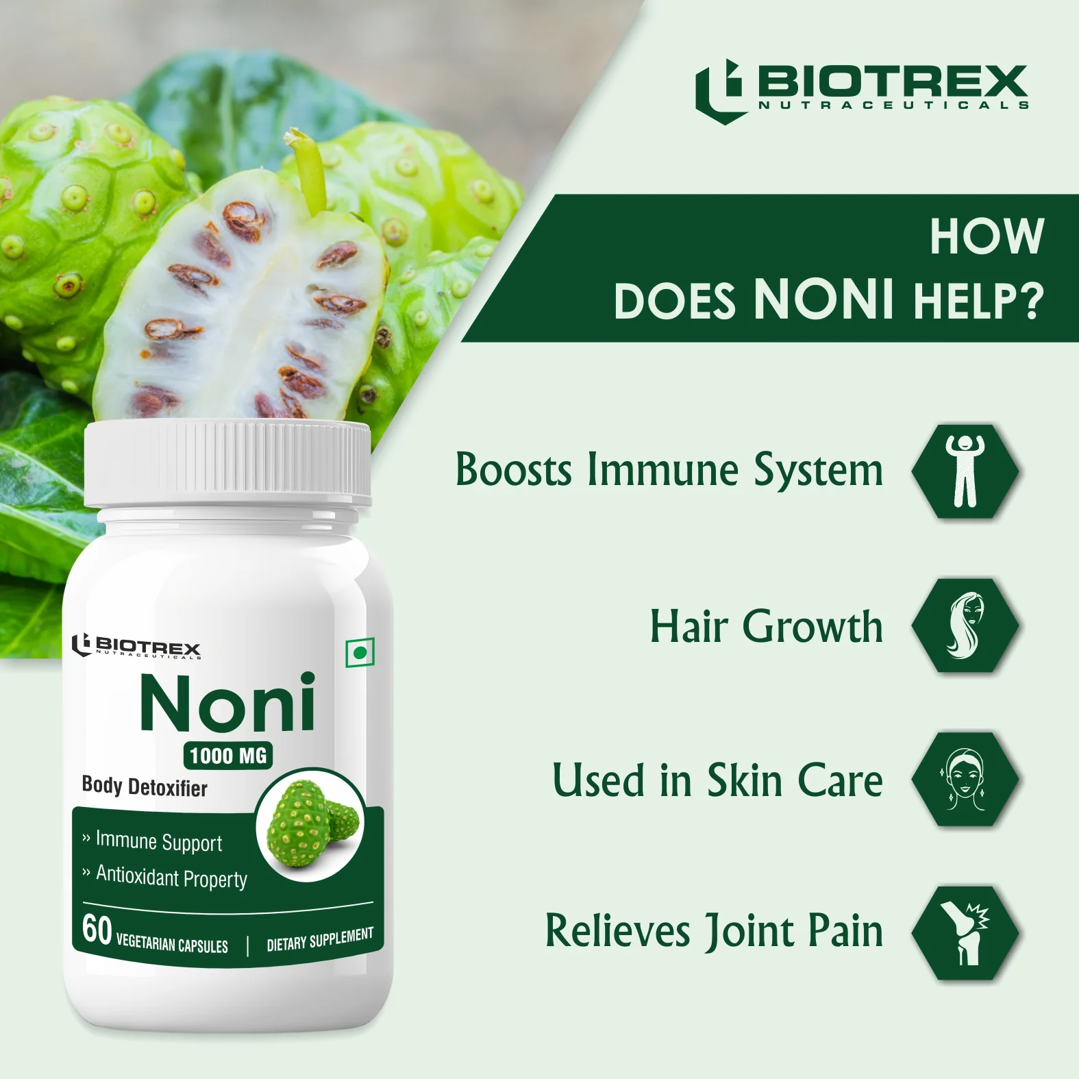 Biotrex Noni 1000mg - 60 Capsules - Image 6