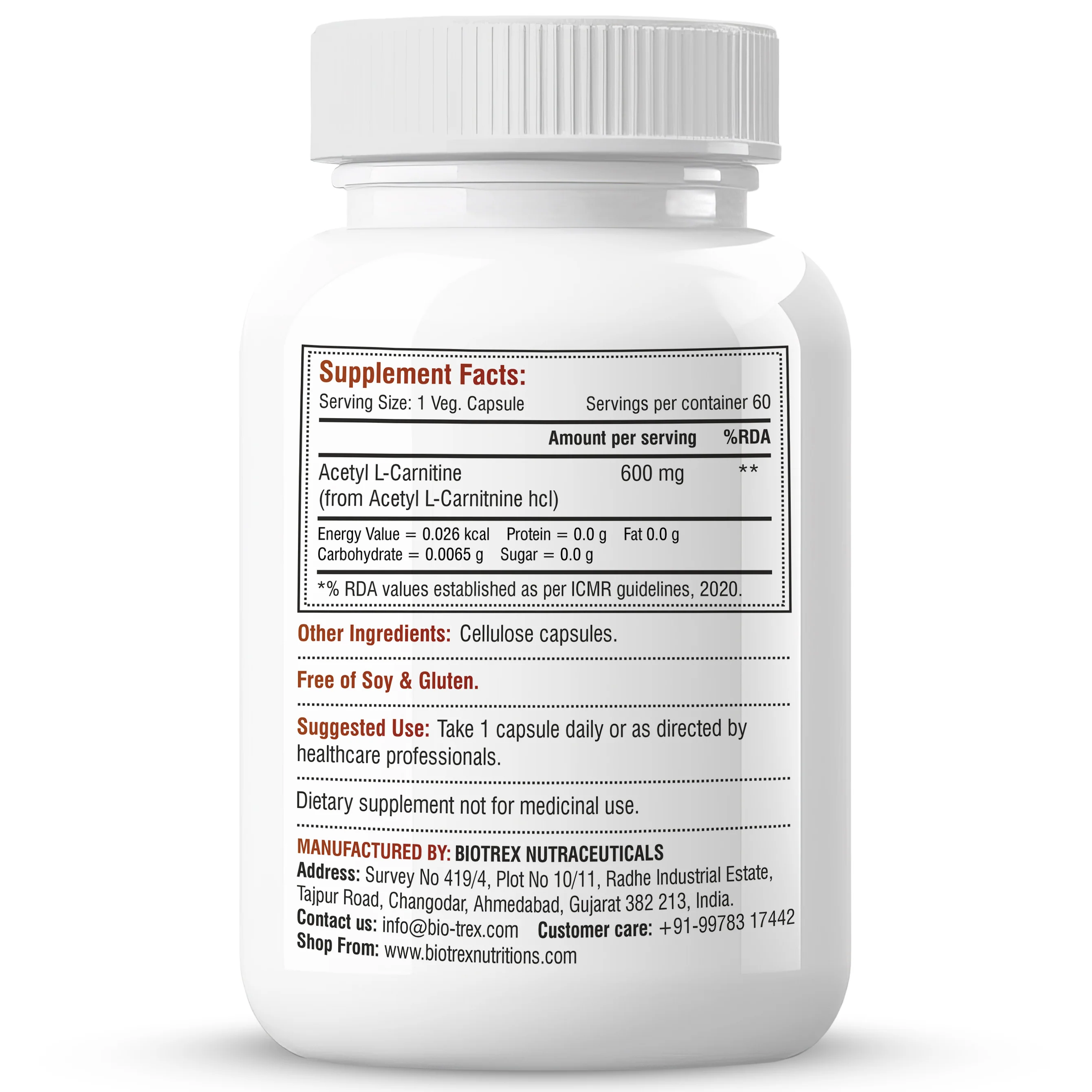 Biotrex Nutraceuticals Acetyl L-Carnitine (ALCAR) 600mg | Nervous System, Cognitive Function & Mitochondrial Metabolism | Energy Production - 60 Veg Capsules - Image 7