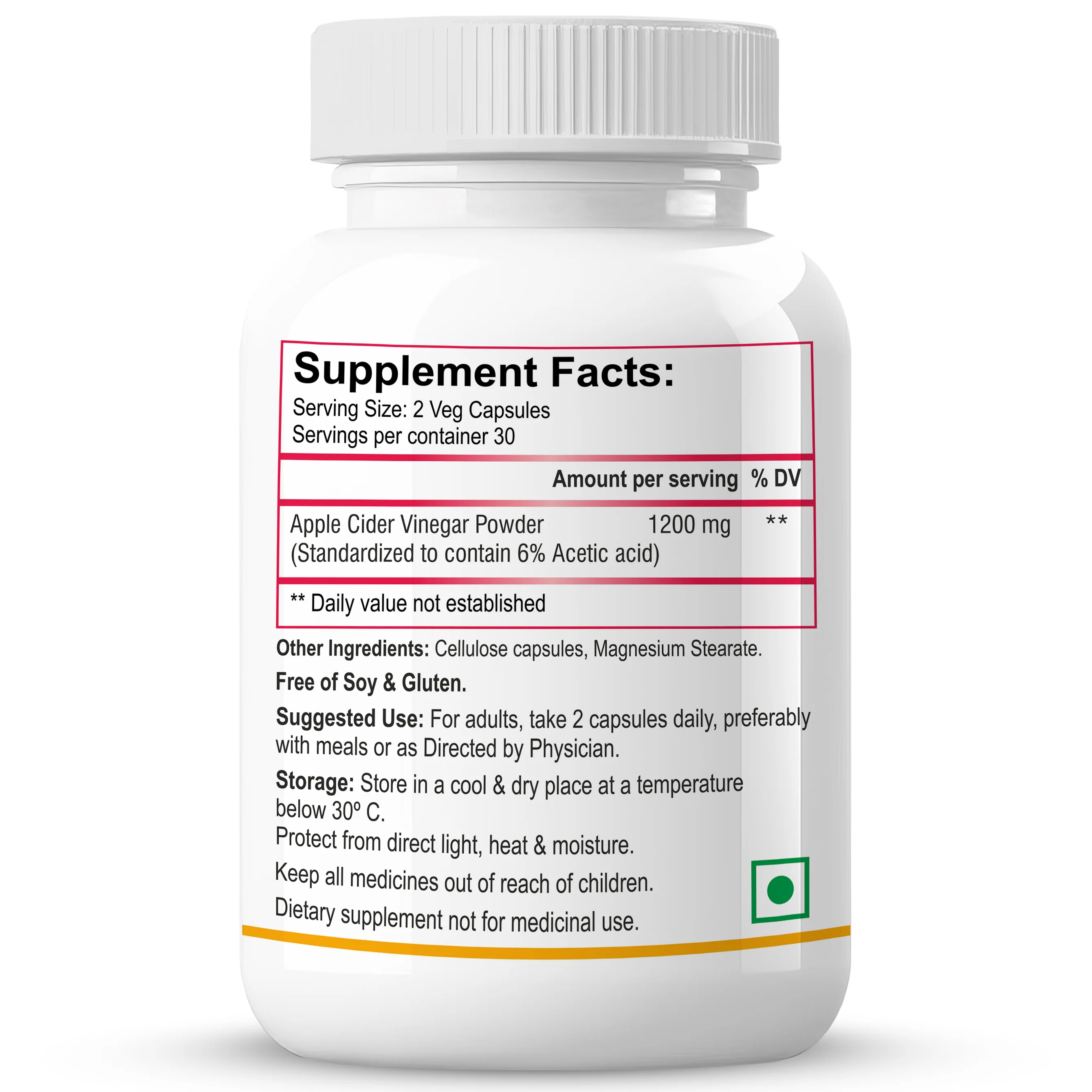 Biotrex Apple Cider Vinegar 1200mg Supplement - 60 Capsules - Image 8