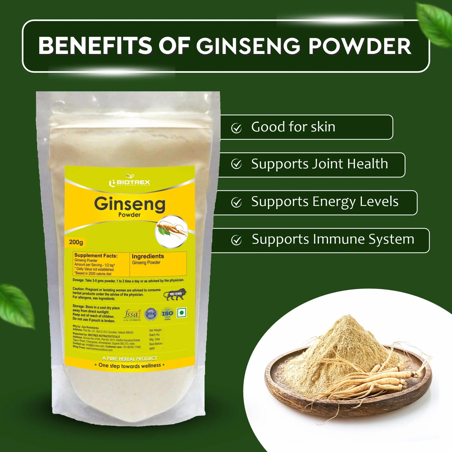 Biotrex Ginseng Herbal Powder - 200 G - Image 3