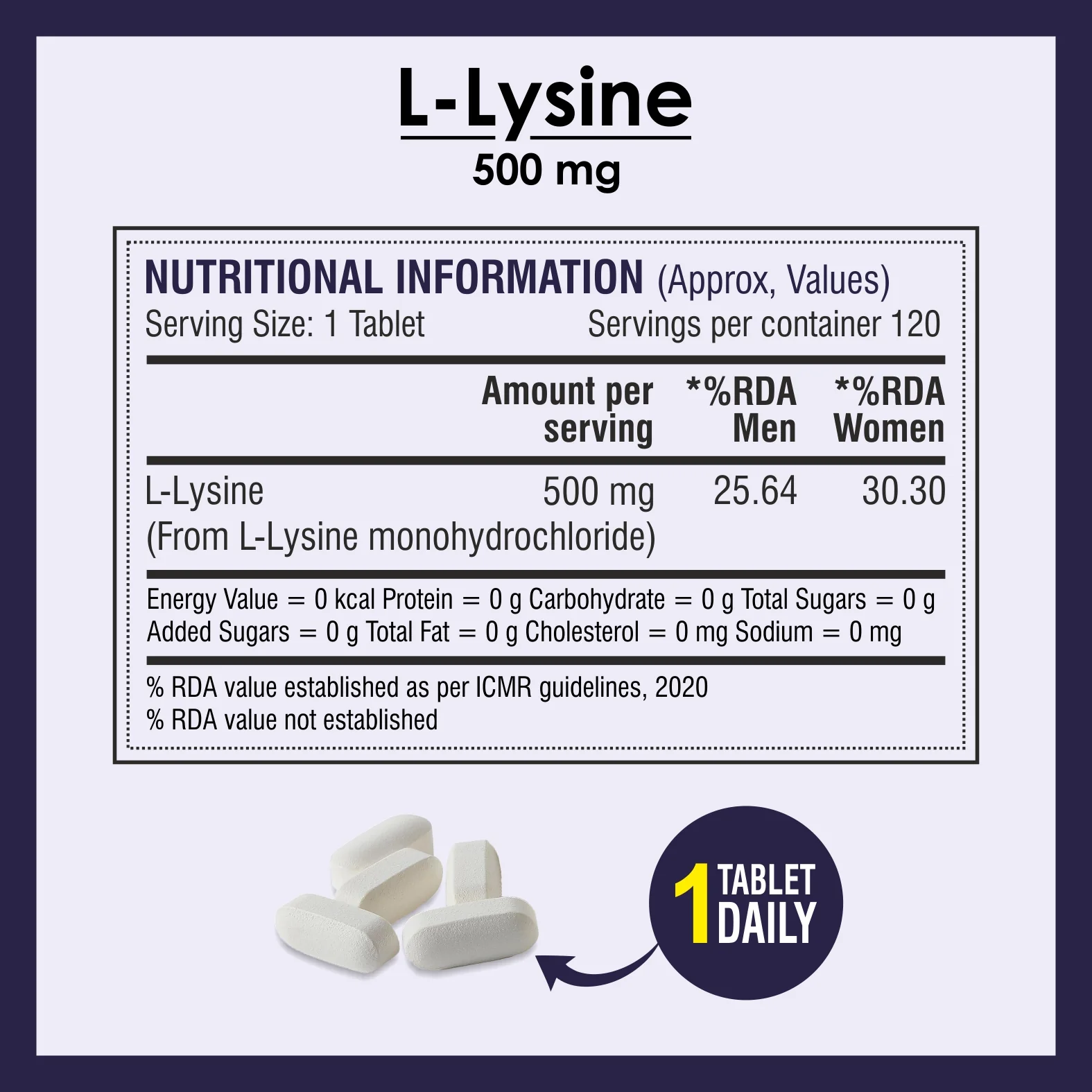 Biotrex L-Lysine 500mg, From L-Lysine Monohydrochloride, Healthy Immune Function - 120 Tablets - Image 4