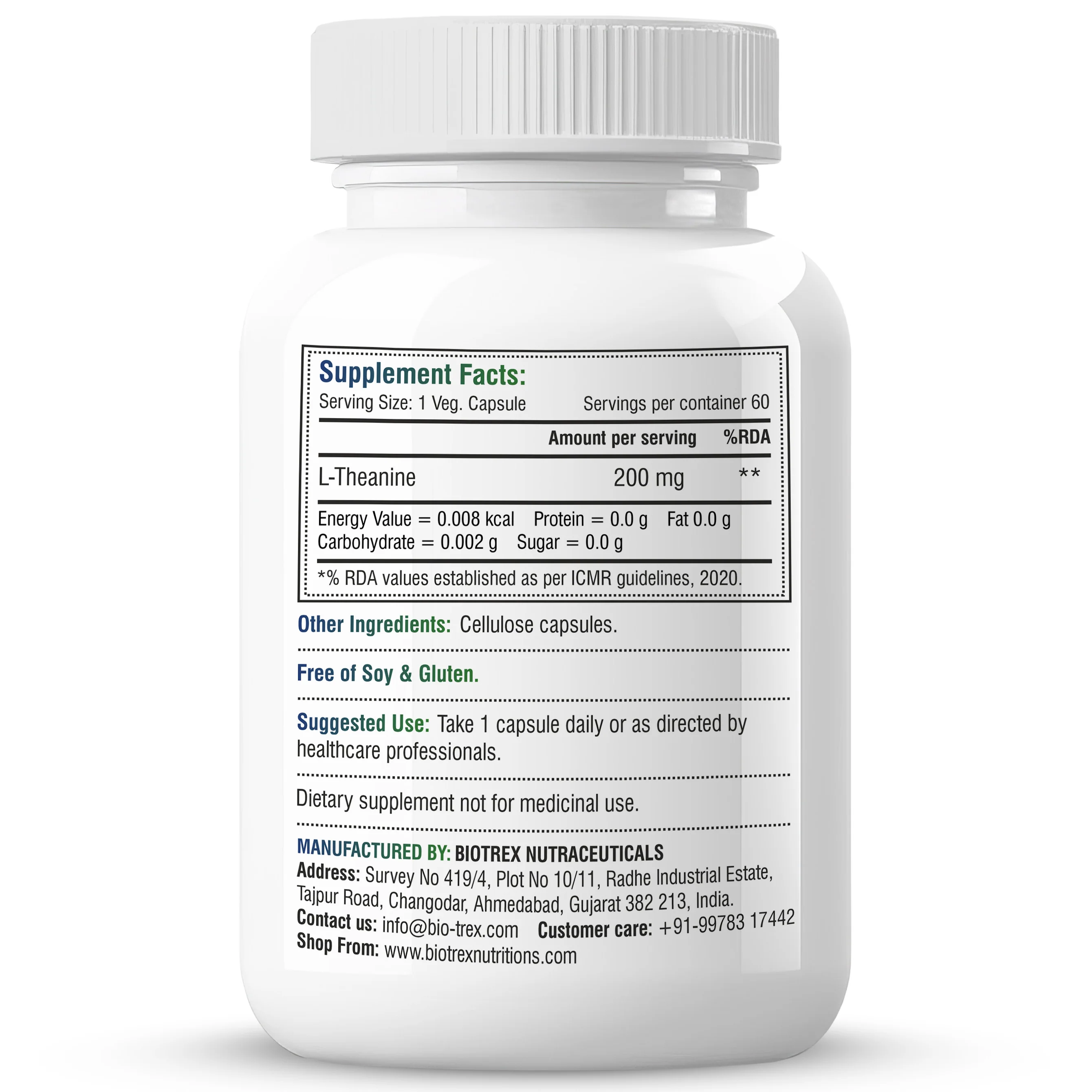 Biotrex Nutraceuticals L-Theanine 200mg Double Strength, Non-Drowsy Support | Helps Cognitive Health & Relaxation - 60 Veg Capsules - Image 7