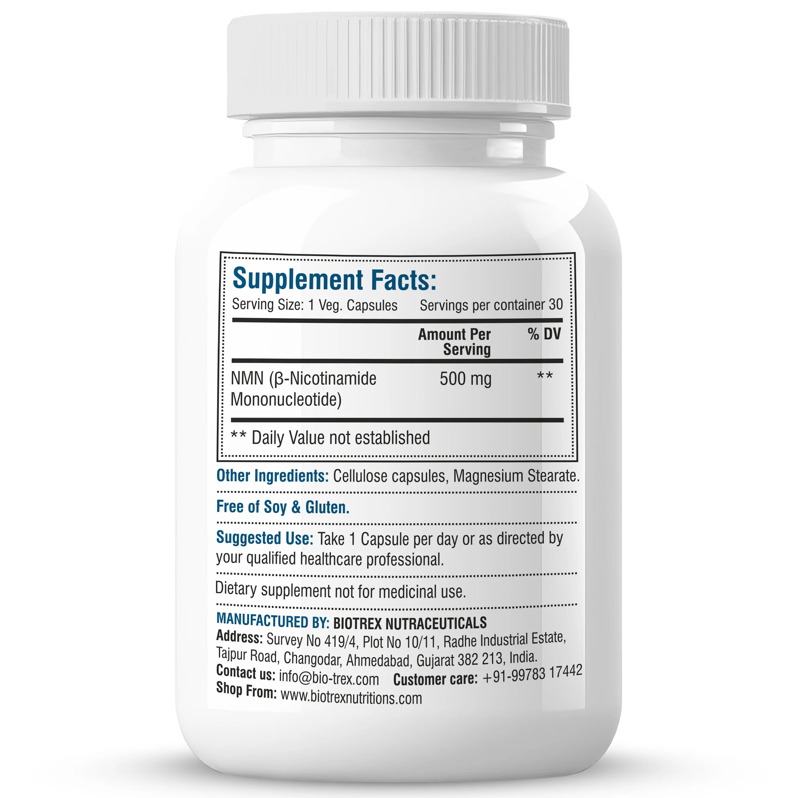 Biotrex NMN 500 Supplement, 99% High Purity, NAD Booster, Healthy Energy Levels & Skin Health - 30 Vegetarian Capsules - Image 7
