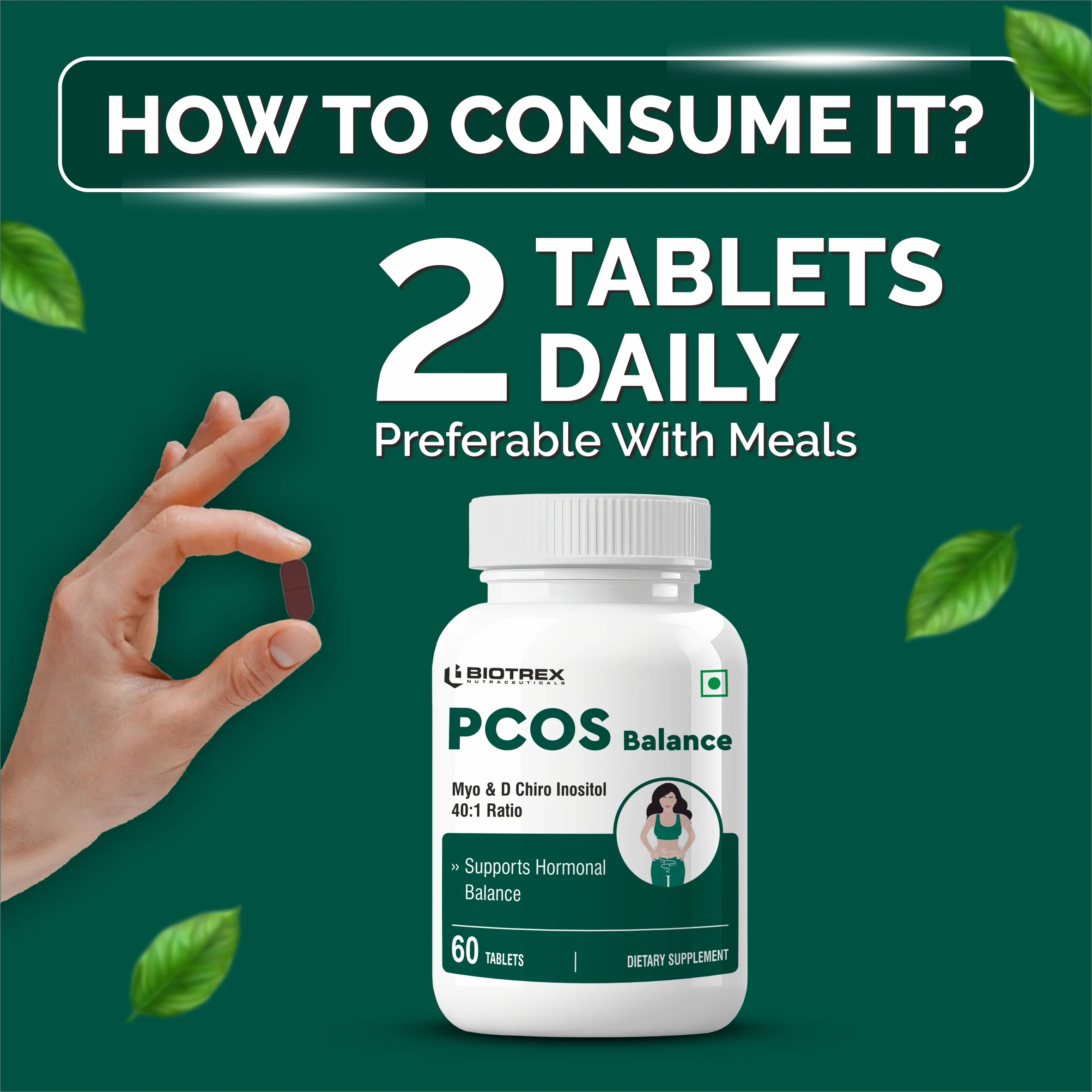 Biotrex PCOS Supplement for women With 40:1 Ratio, High Purity Pharma Grade Ingredients 2000mg Myo-Inositol to 50mg D-Chiro-Inositol - 60 Vegetarian Tablets - Image 4