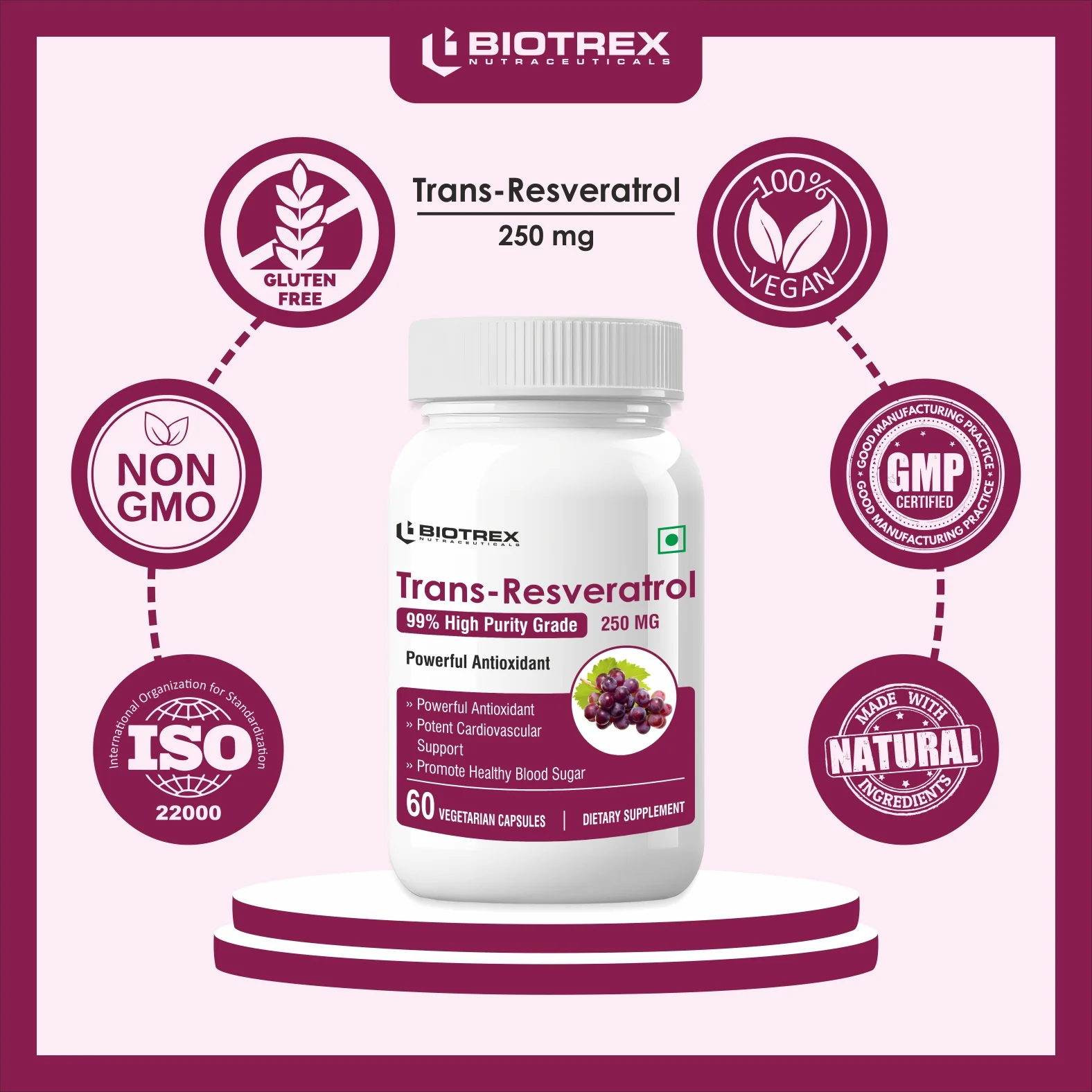 Biotrex Resveratrol 250mg - 60 Capsules - Image 7