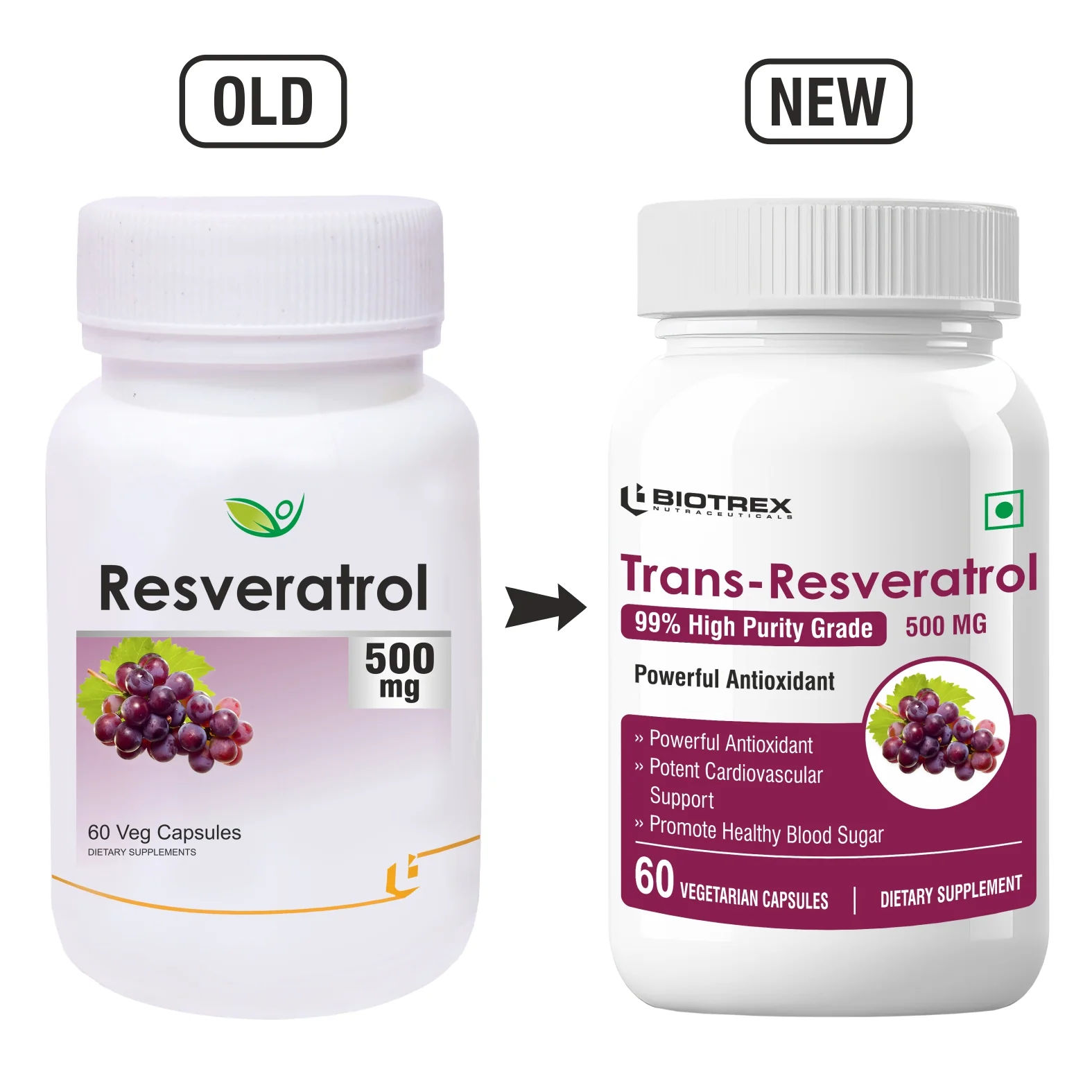 Biotrex Resveratrol 500mg - 60 Capsules Cognitive Health, Skin Health, Antioxidant Support & Cardiovascular Health - Image 9