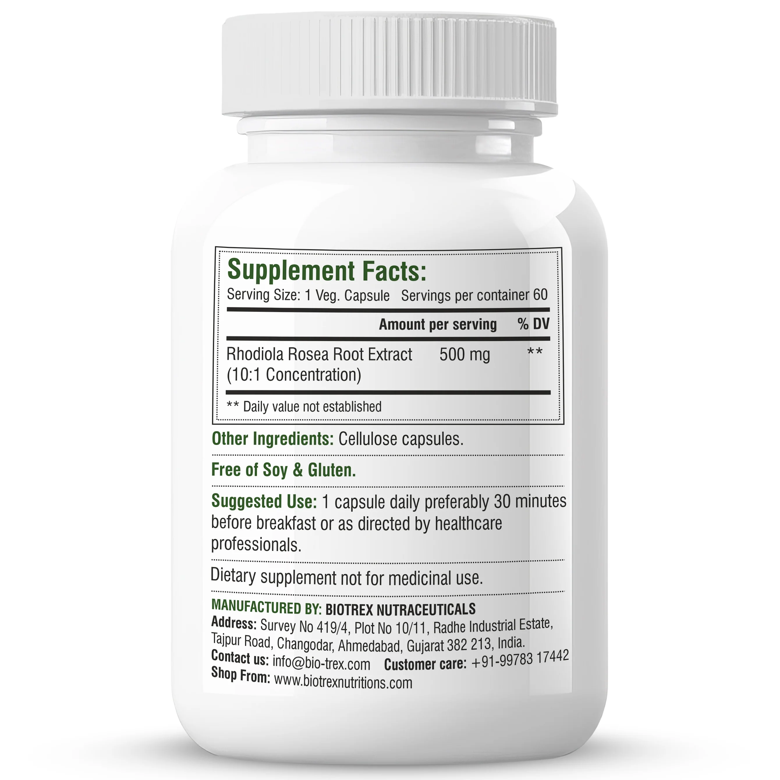 Biotrex Rhodiola 500mg - 60 Capsules - Image 7
