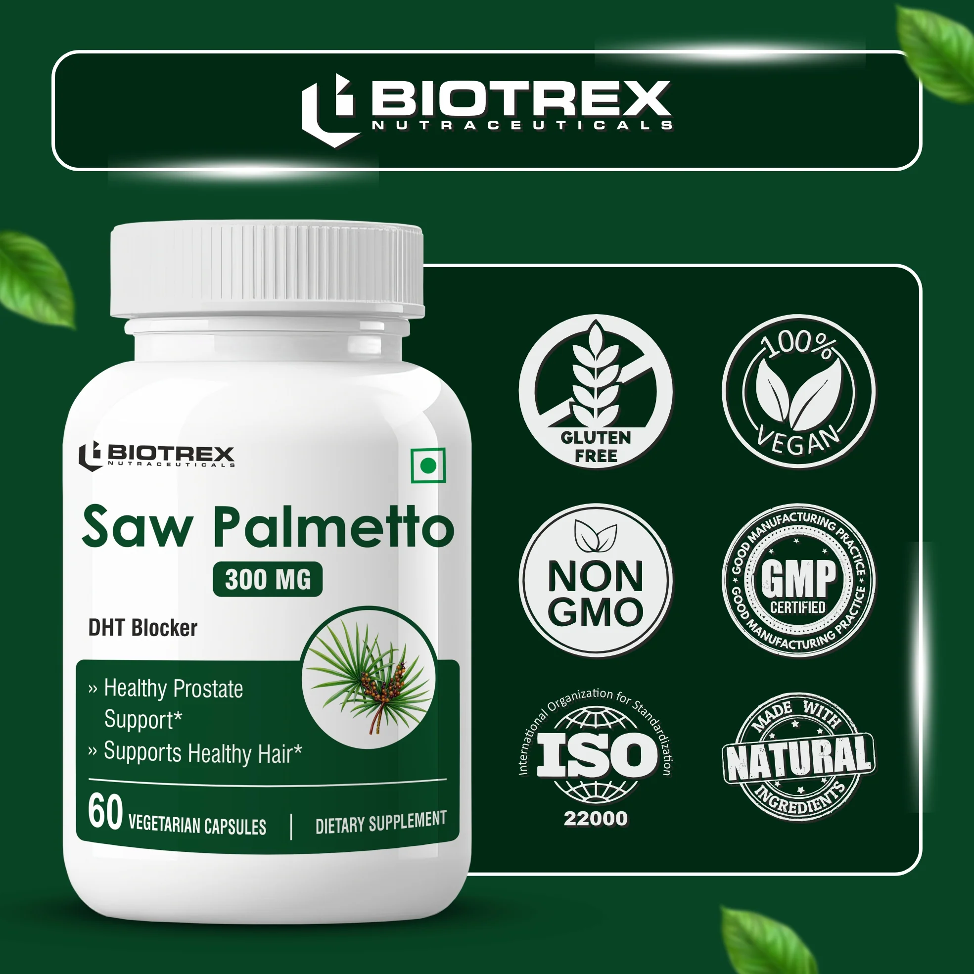 Biotrex Saw palmetto 300mg - 60 Capsules - Image 5