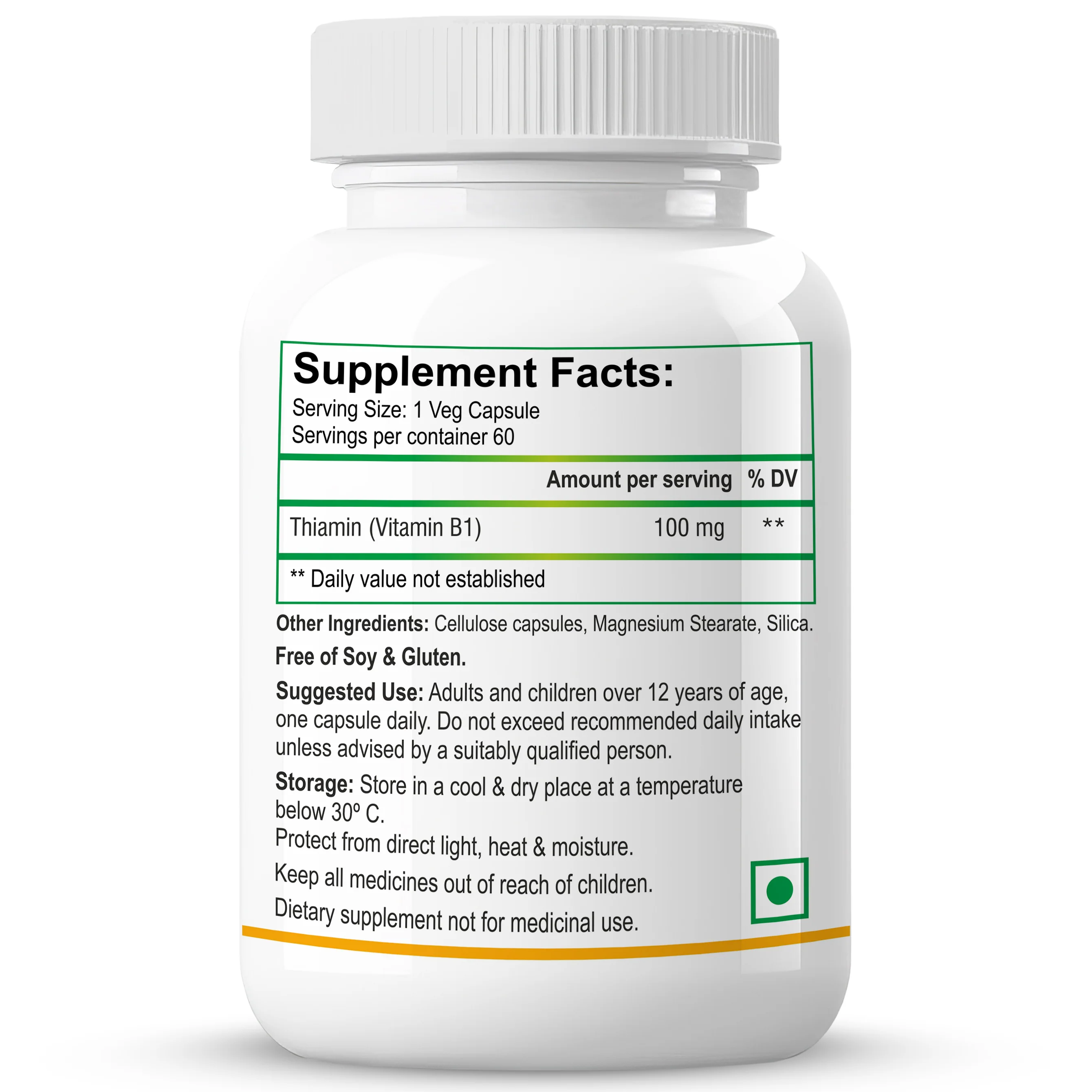 Biotrex Thiamin 100mg (Vitamin B1) - 60 Veg Capsules Energy Production, Stress Management, Cognitive Function & Antioxidant Activity - Image 7