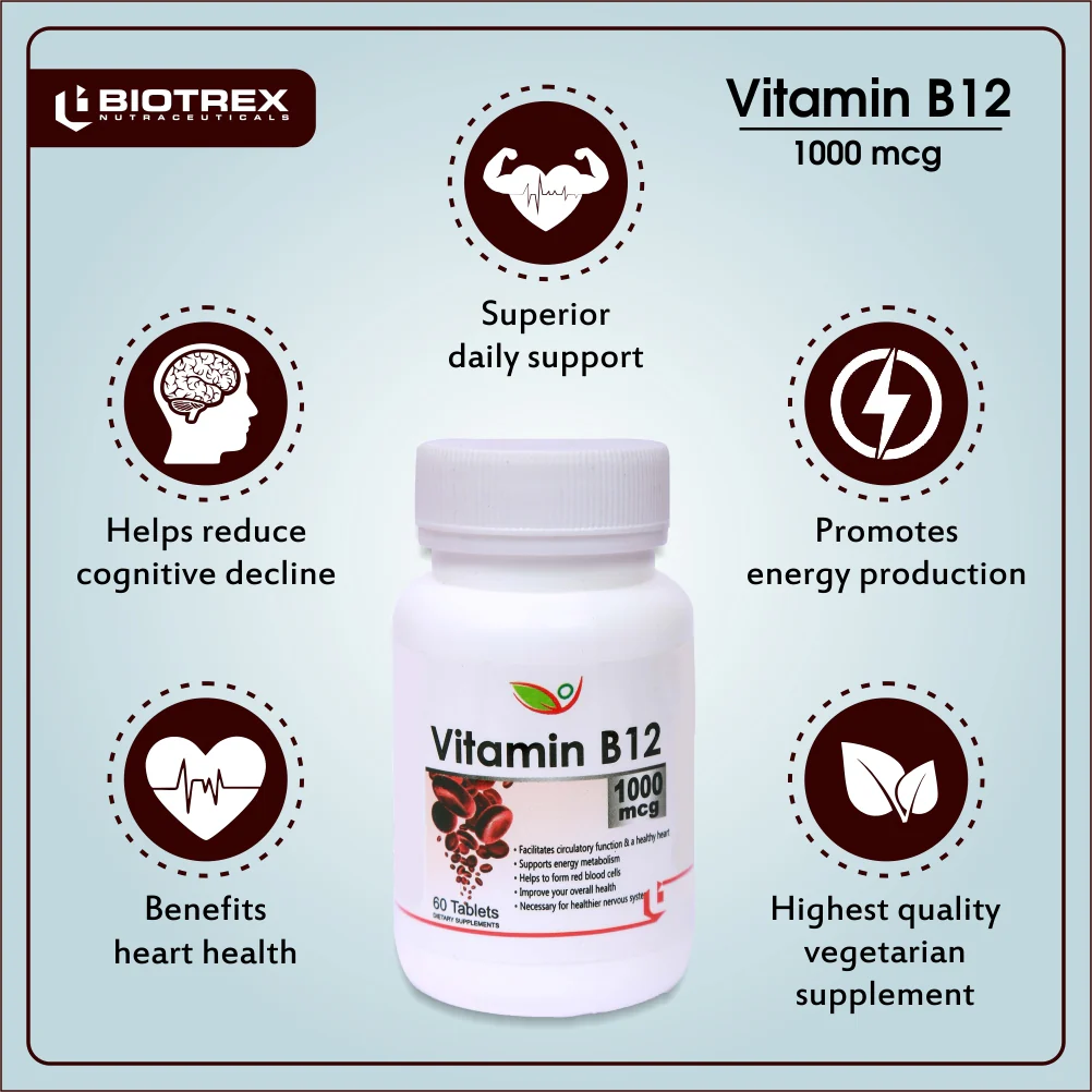 Biotrex Vitamin B12 1000mcg - 60 Tablets - Image 4