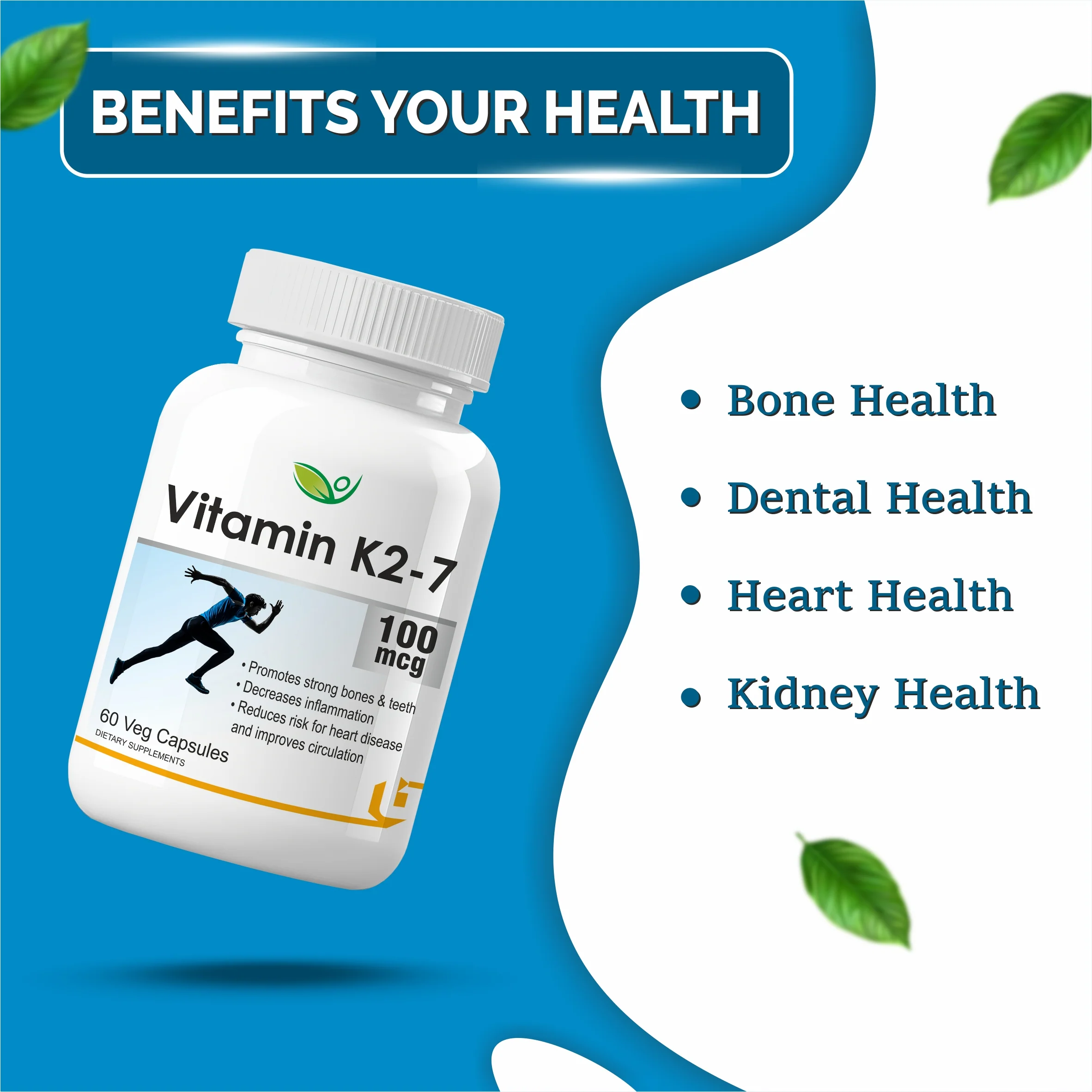 Biotrex Vitamin K2-7 100mcg - 60 Capsules Bone Health, Dental health support & Cardiovascular health benefits - Image 4