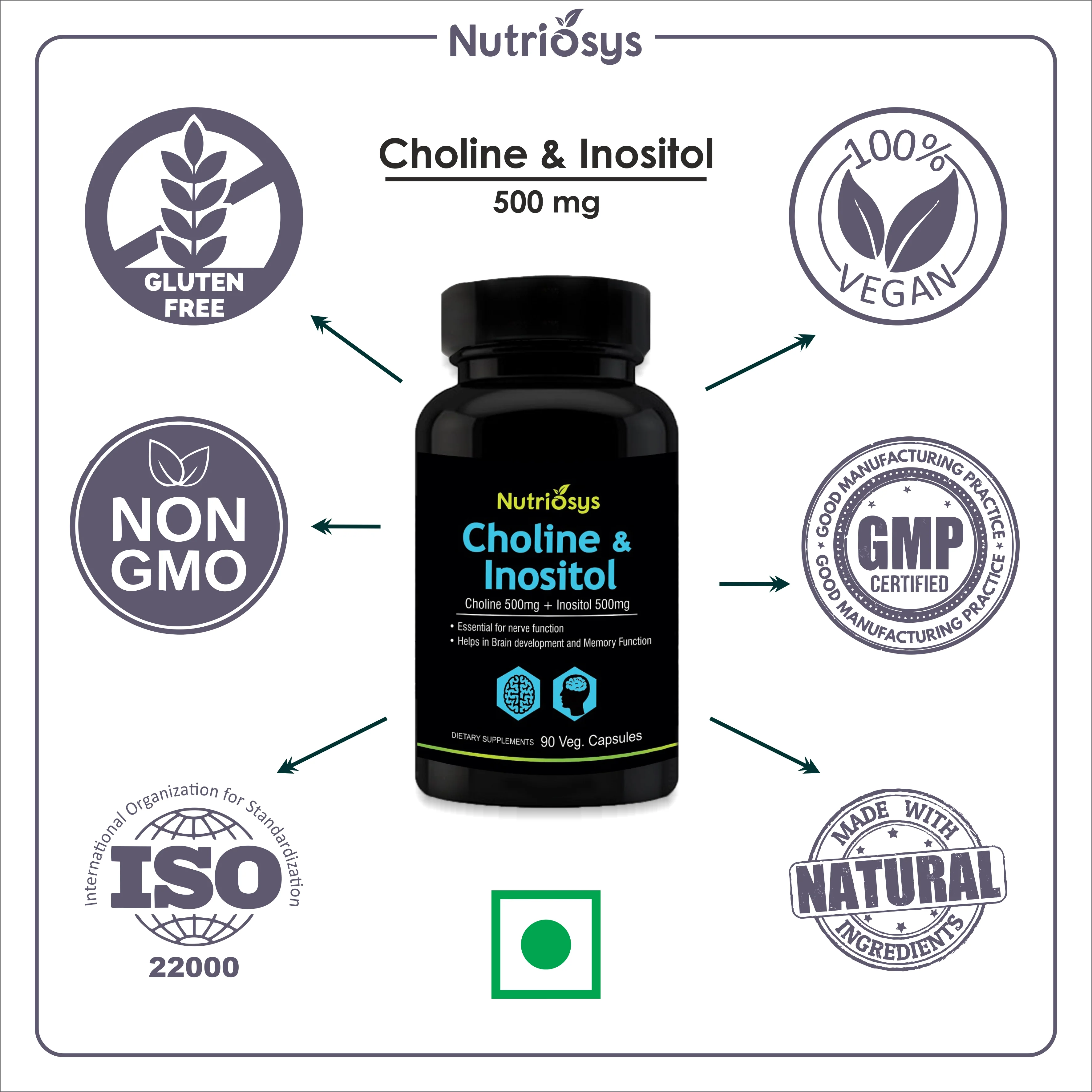 Nutriosys Choline & Inositol 500mg - 90 Capsules - Image 9
