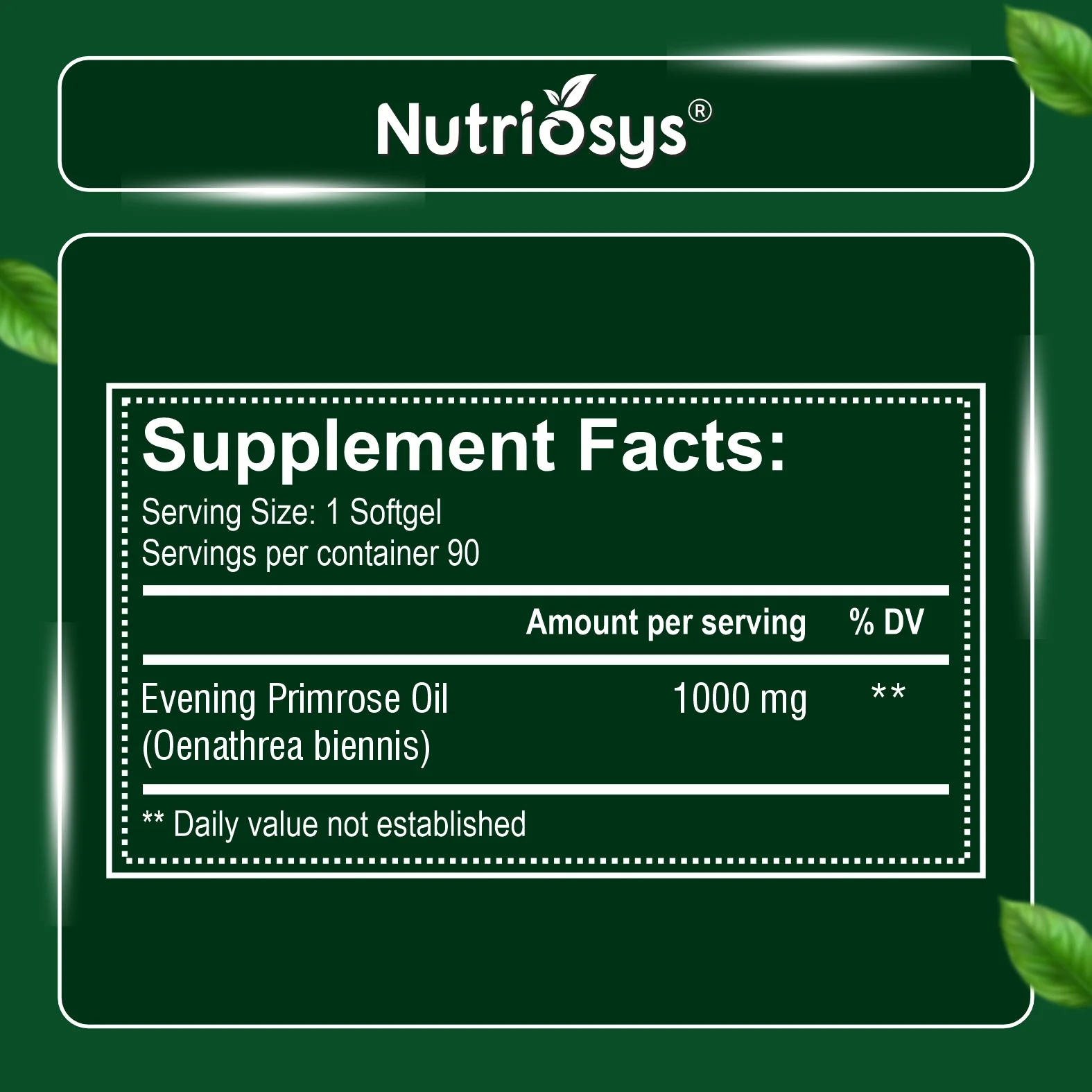 Nutriosys Evening Primrose Oil 1000mg - 90 Softgels - Image 2