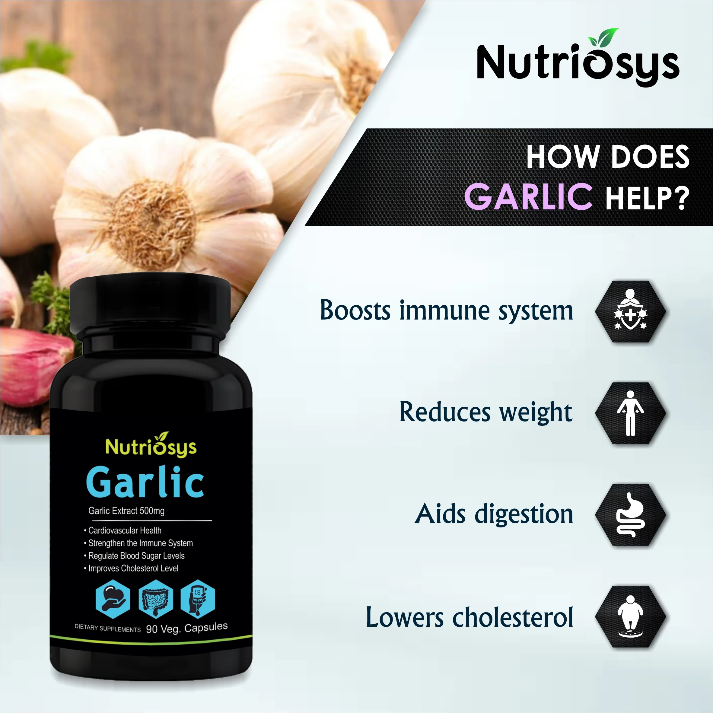 Nutriosys Garlic 500mg - 90 Capsules - Image 7