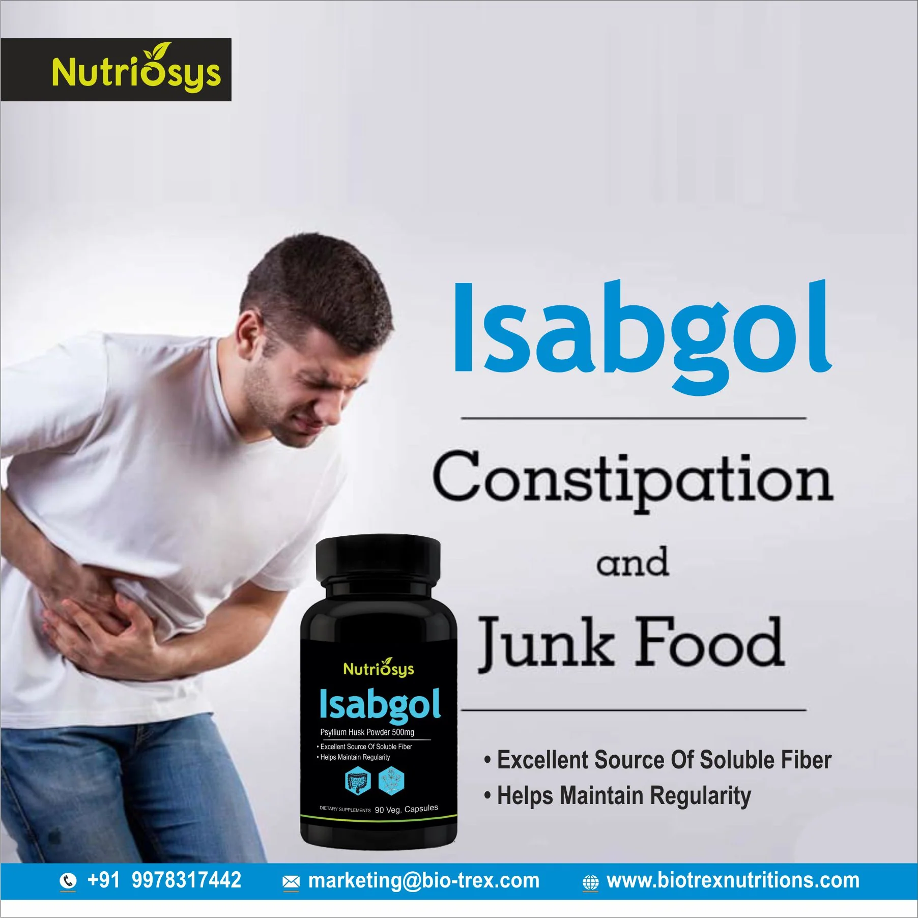 Nutriosys Isabgol 500mg - 90 Capsules - Image 4
